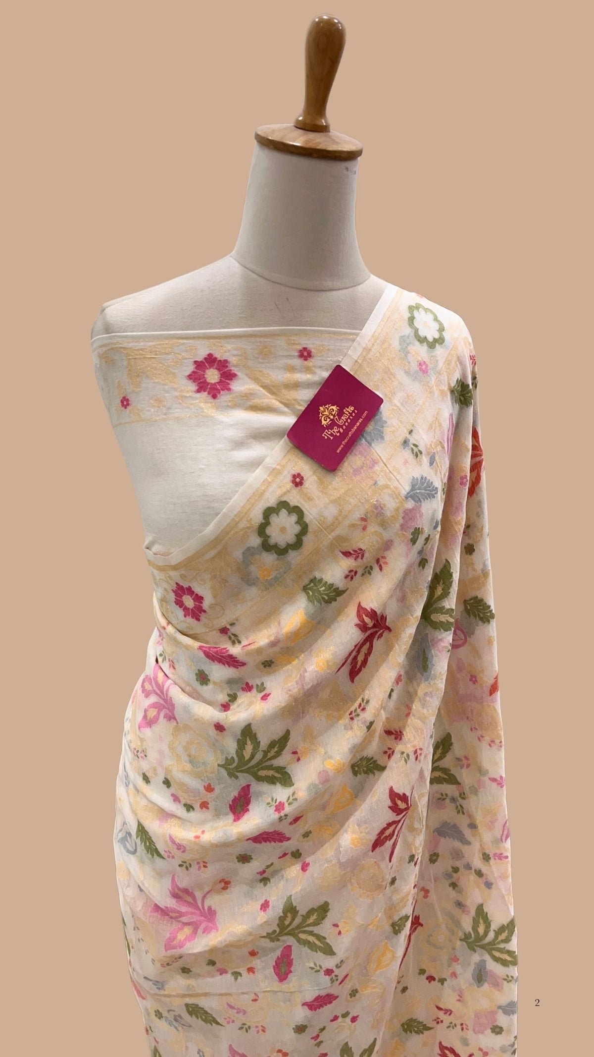 Pure Ektara Cotton Jamdani Banarasi Saree - Tilfi