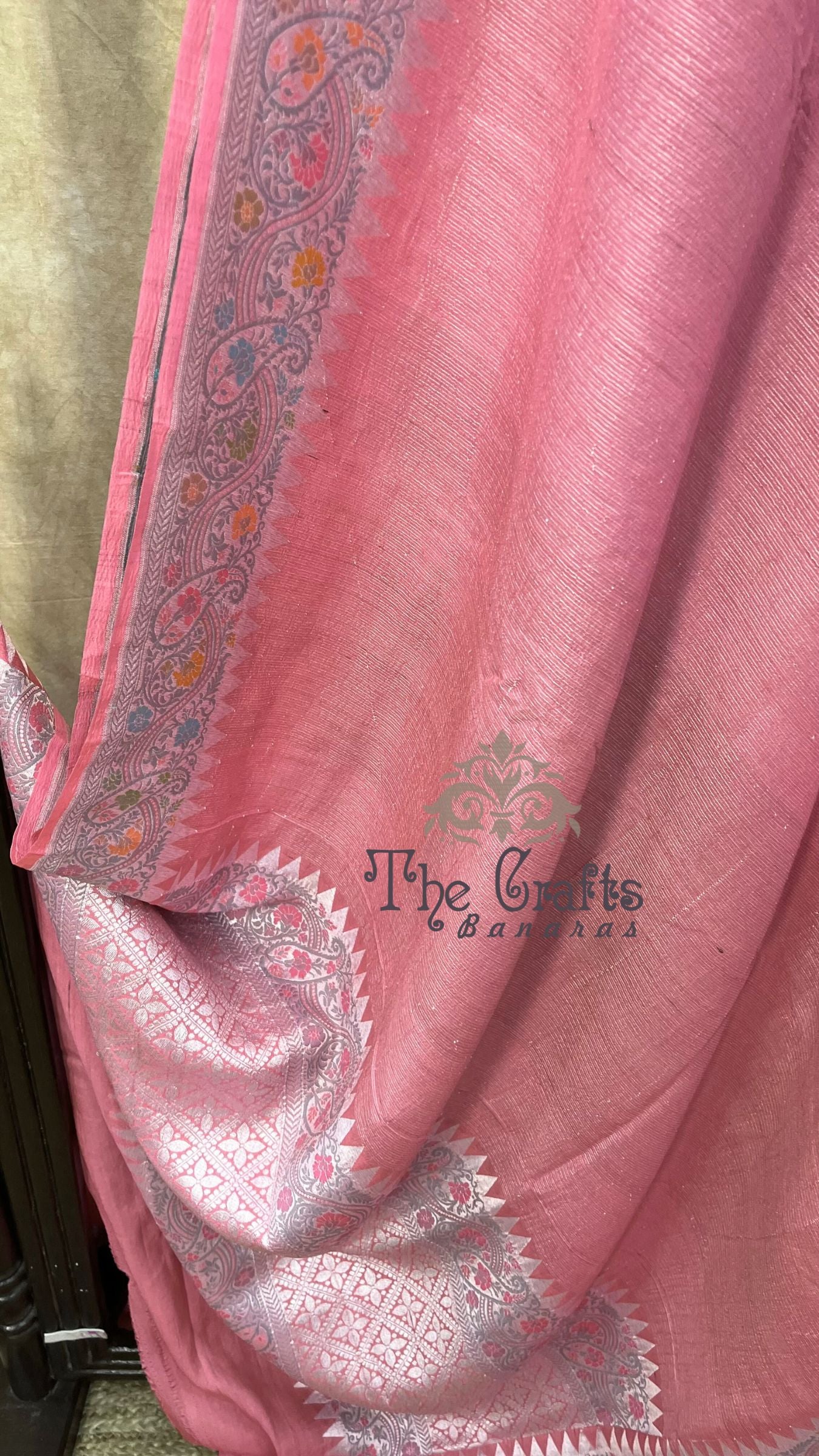 Tissue Georgette Handloom Banarasi Saree - Jaal with Meenakari