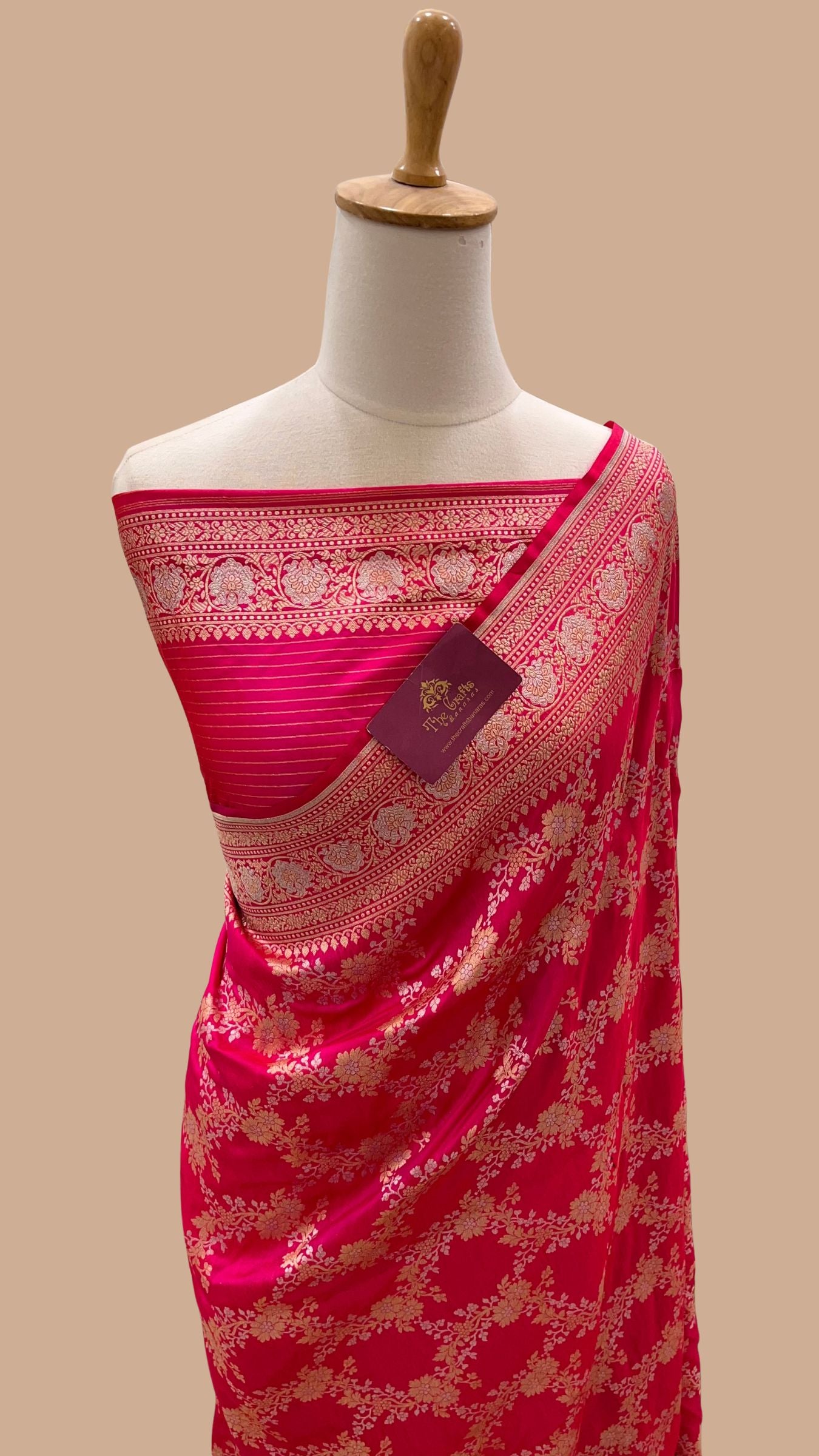Pure Katan Silk Handloom Banarasi Saree - All Over Sona Rupa Jaal Work