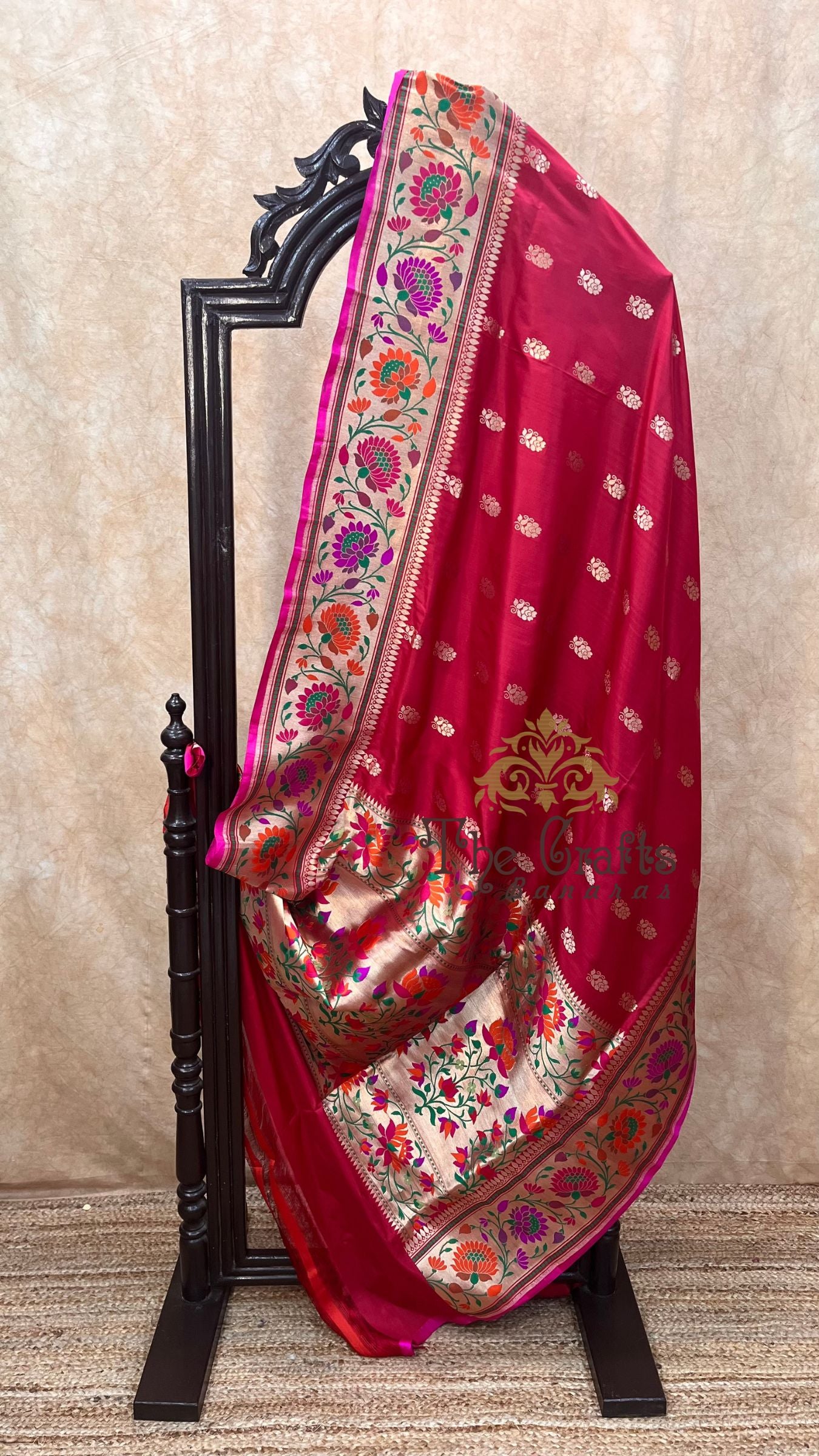 Pure Katan Silk Handloom Banarasi Saree - with paithani meenakari border