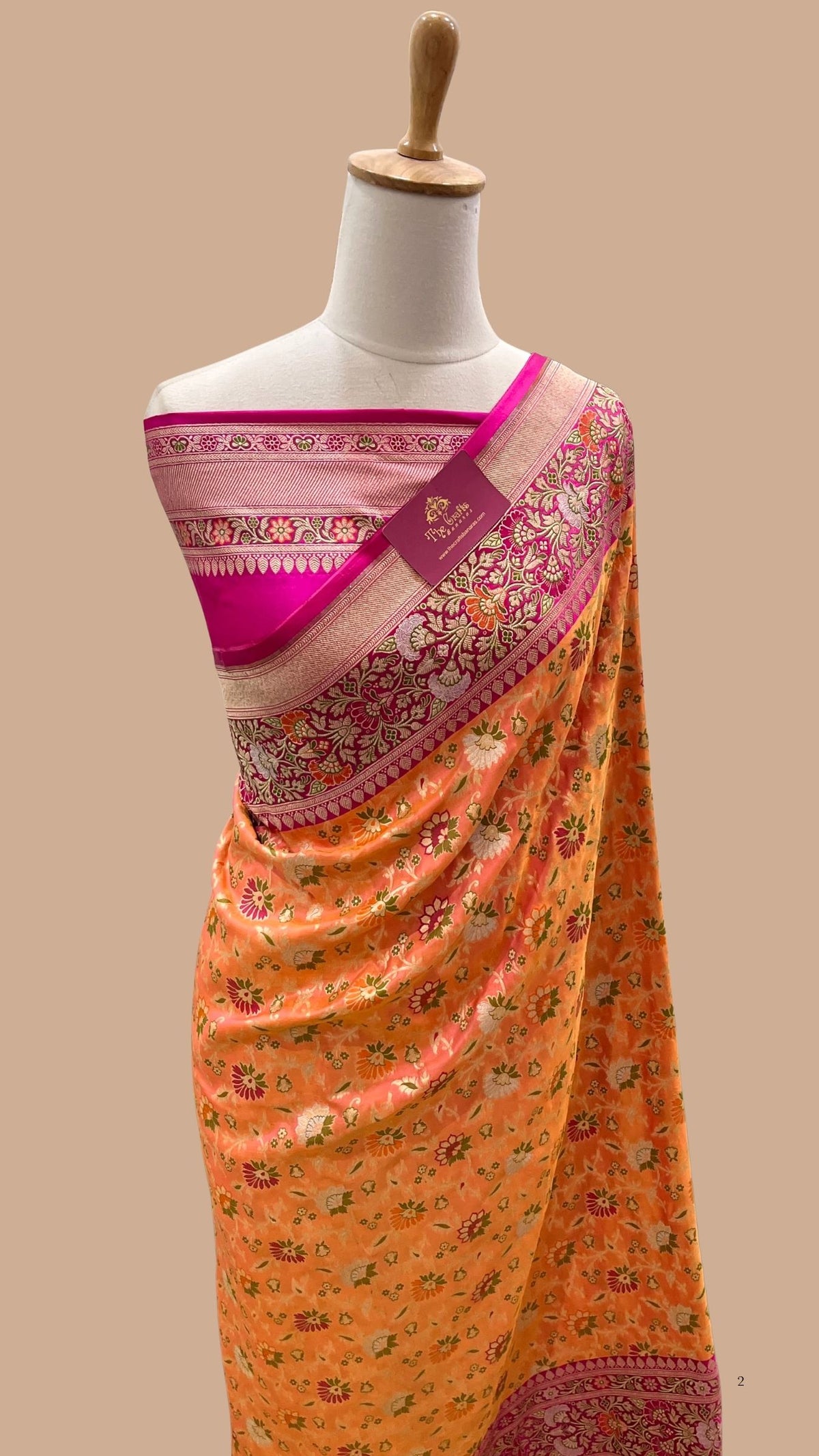 Pure Katan Silk Handloom Banarasi Saree - Jall Work With Meenakari Tilfi
