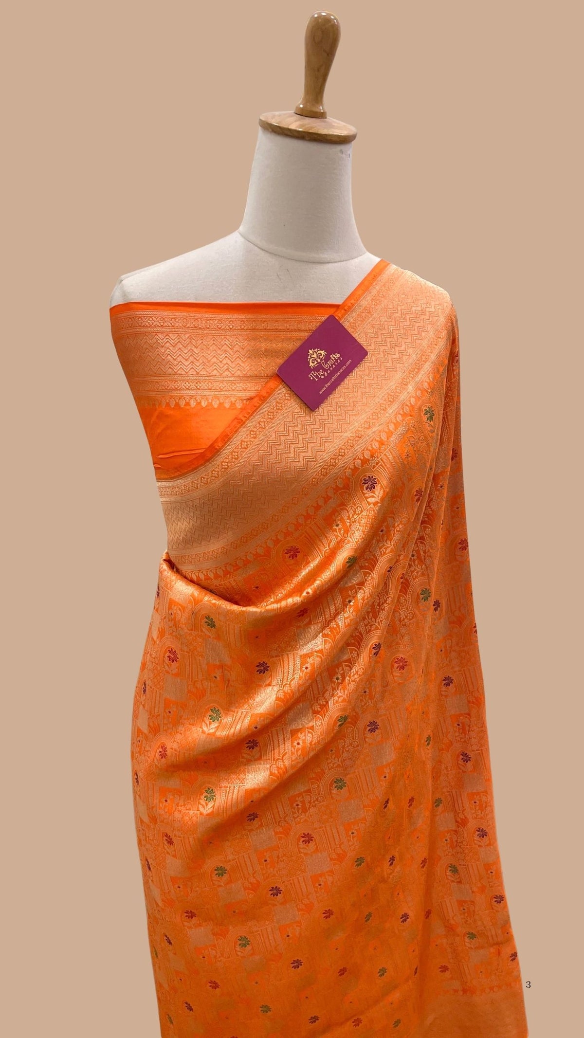 Pure Katan Silk Handloom Banarasi Saree -  Jaal Work with Meenakari