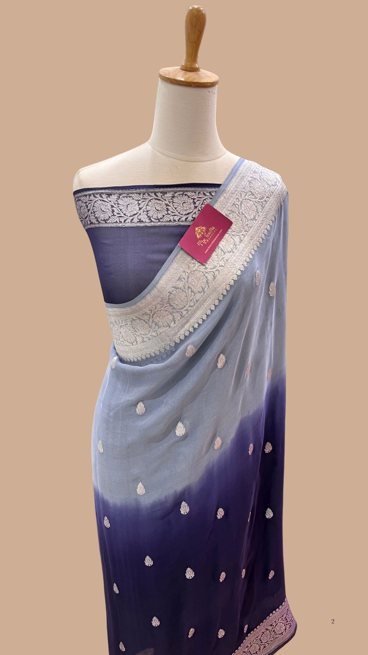 Pure Georgette Banarasi Handloom Saree - Silver Zari