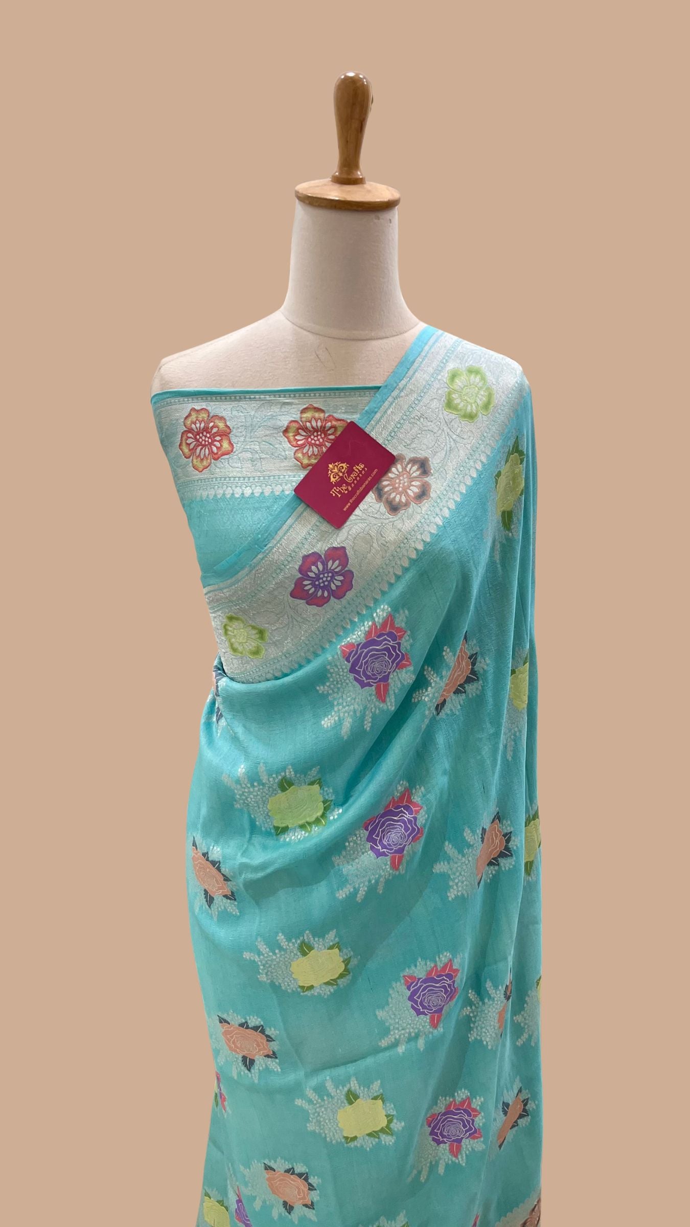 Tussar Georgette Handloom Banarasi Saree - Meenakari