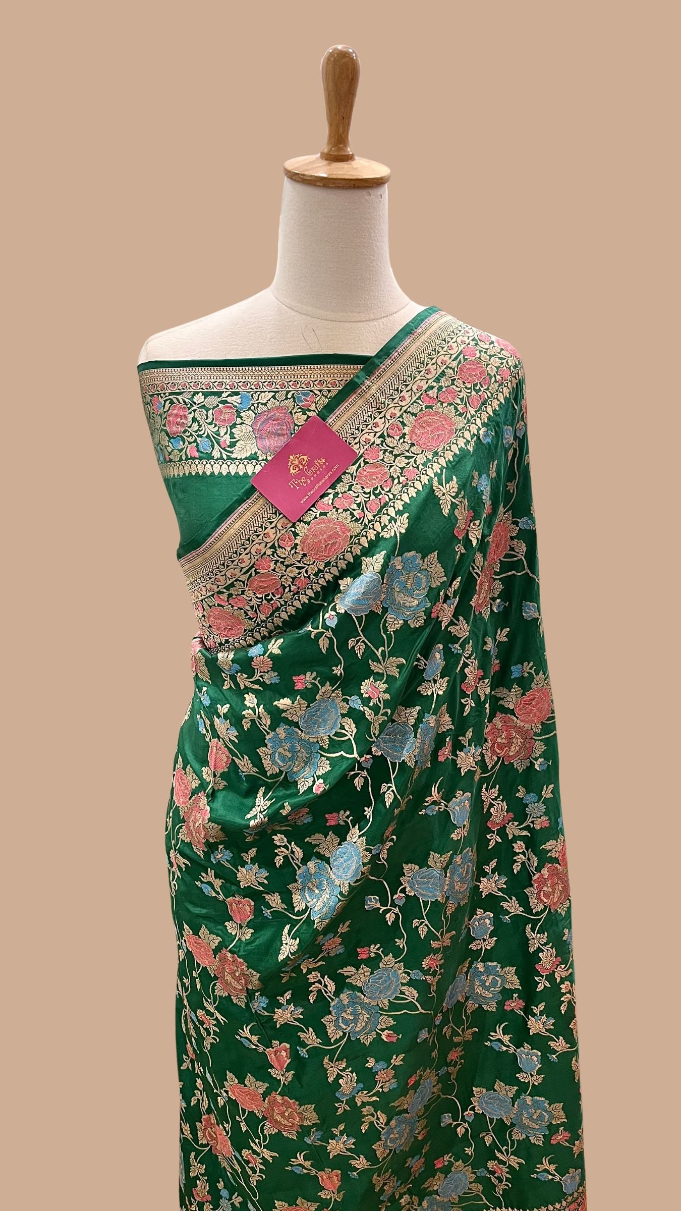 Pure Katan Silk Handloom Banarasi Saree - Jaal with Meenakari