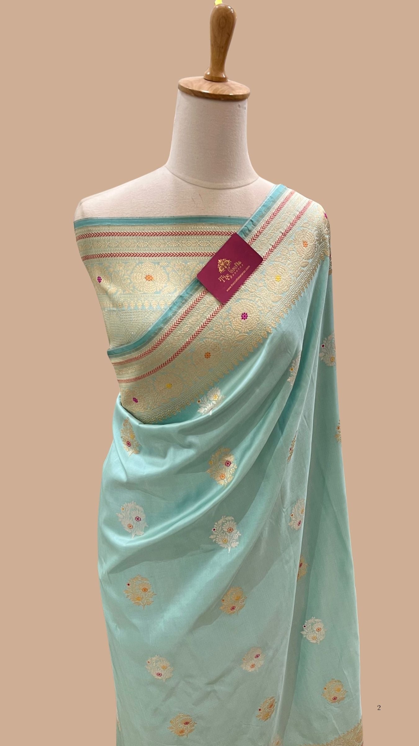 Pure Katan Silk Handloom Banarasi Saree - with kadhua meenakari motifs