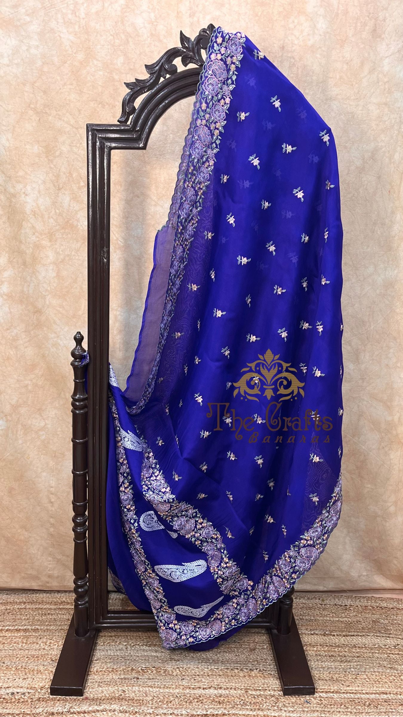 Pure Organza Silk Chikankari Handloom Banarasi Saree