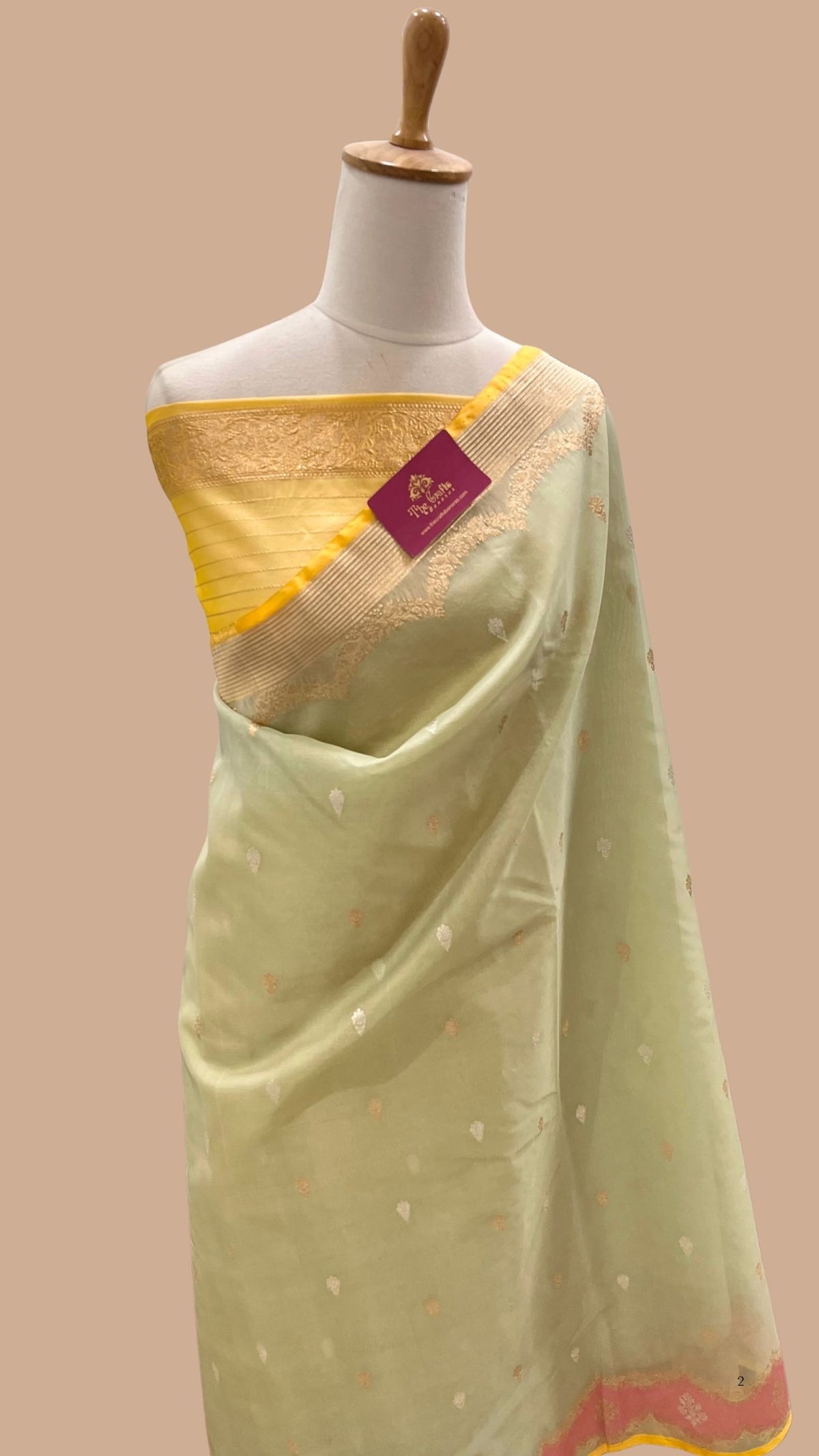 Pure Kora Silk Handloom Banarasi Saree - Kadhua Sona Rupa Bootis with Meenakari Border