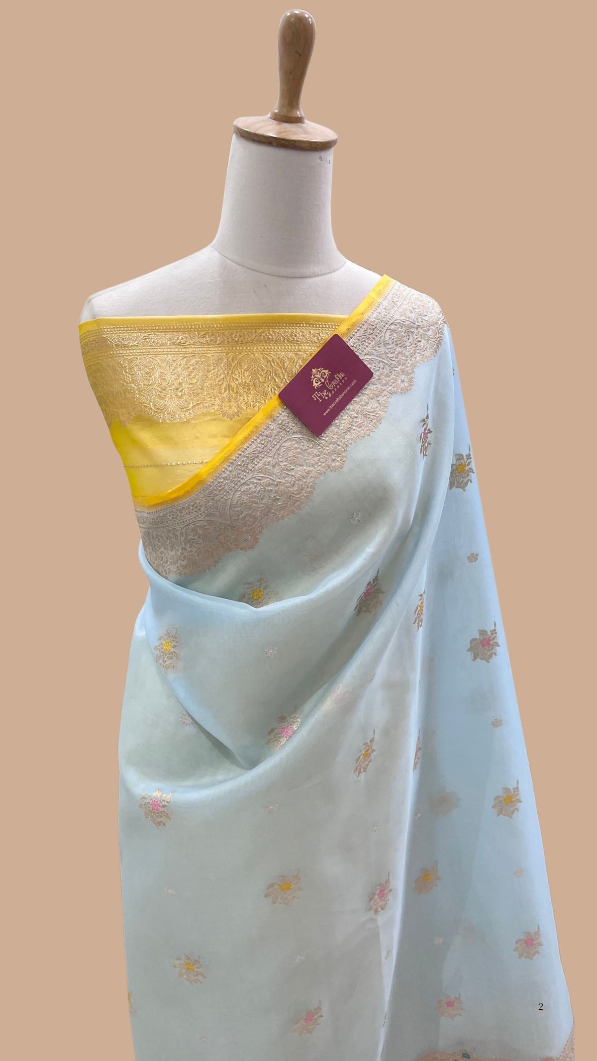 Pure Kora Silk Handloom Banarasi Saree - Kadhua Sona Rupa Buti with Meenakari Border