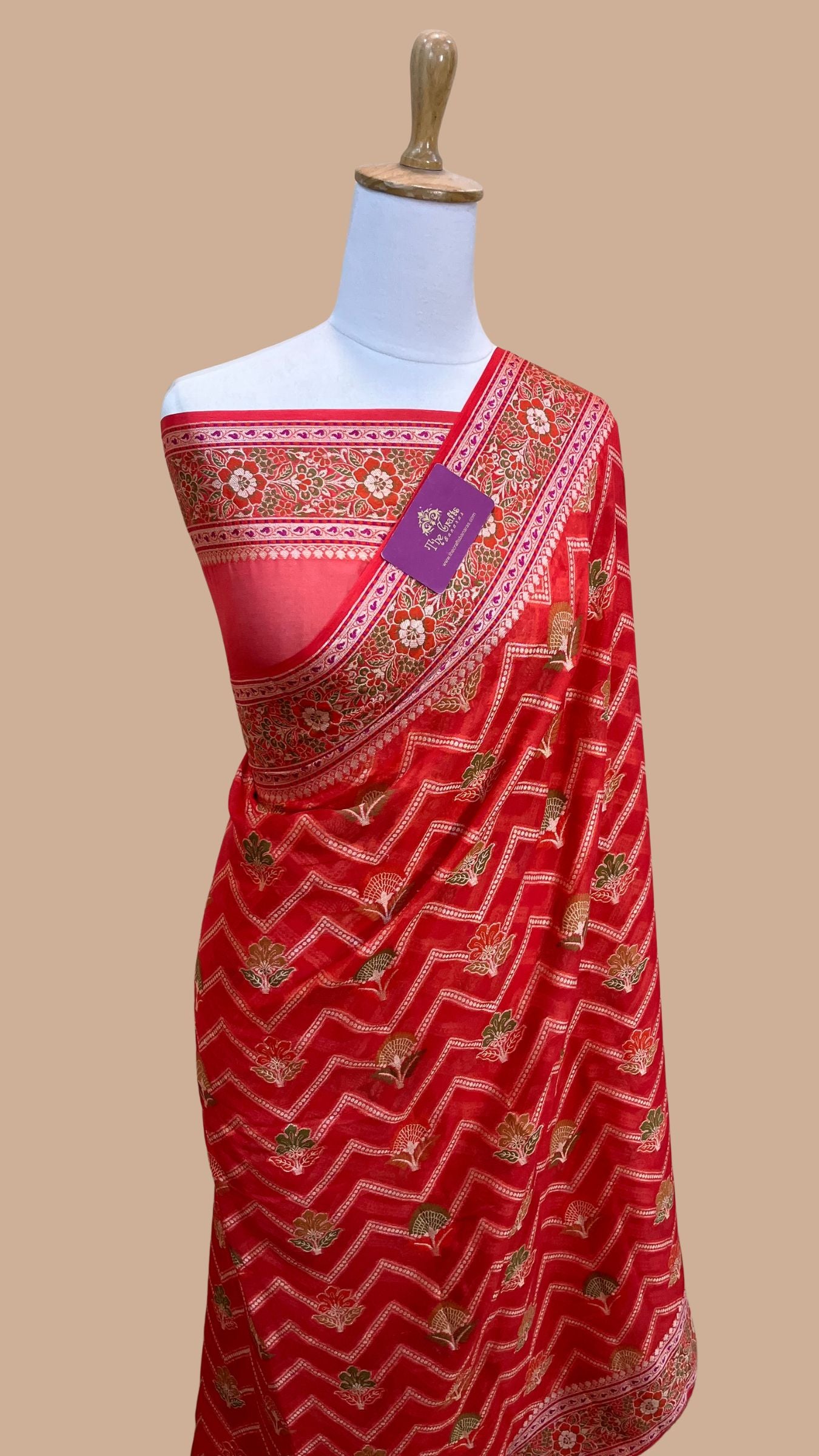 Pure Khaddi Chiffon Banarasi Saree