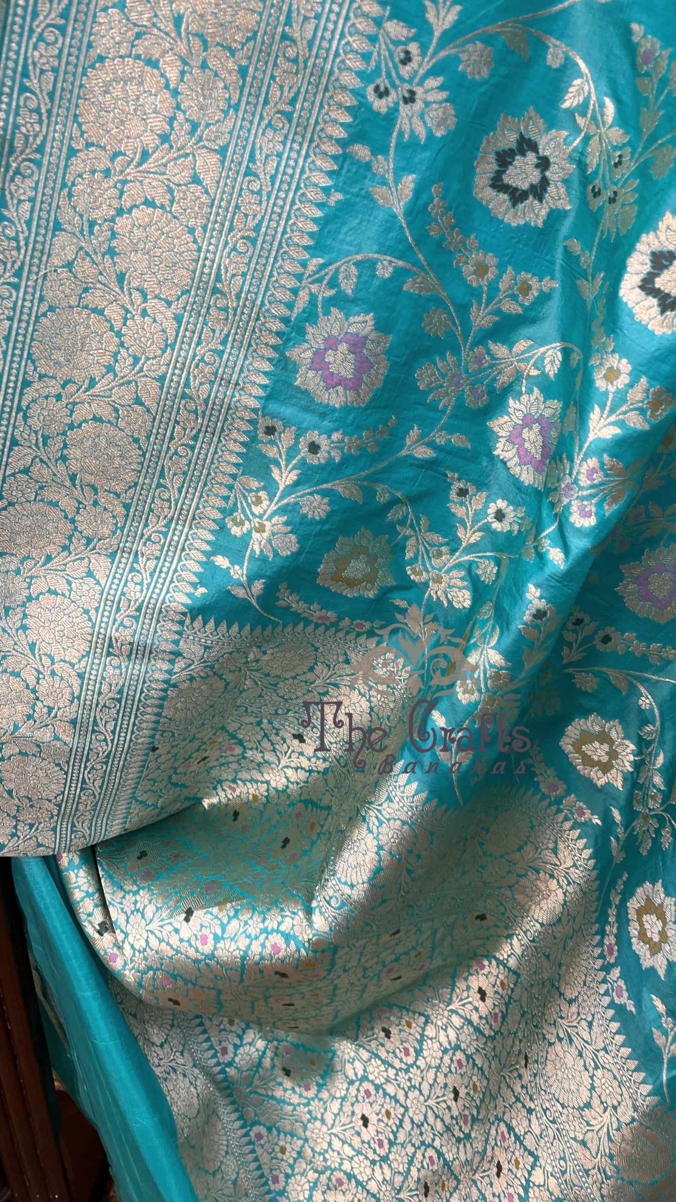 Pure Katan Silk Handloom Banarasi Saree - All over Meenakari Jaal work