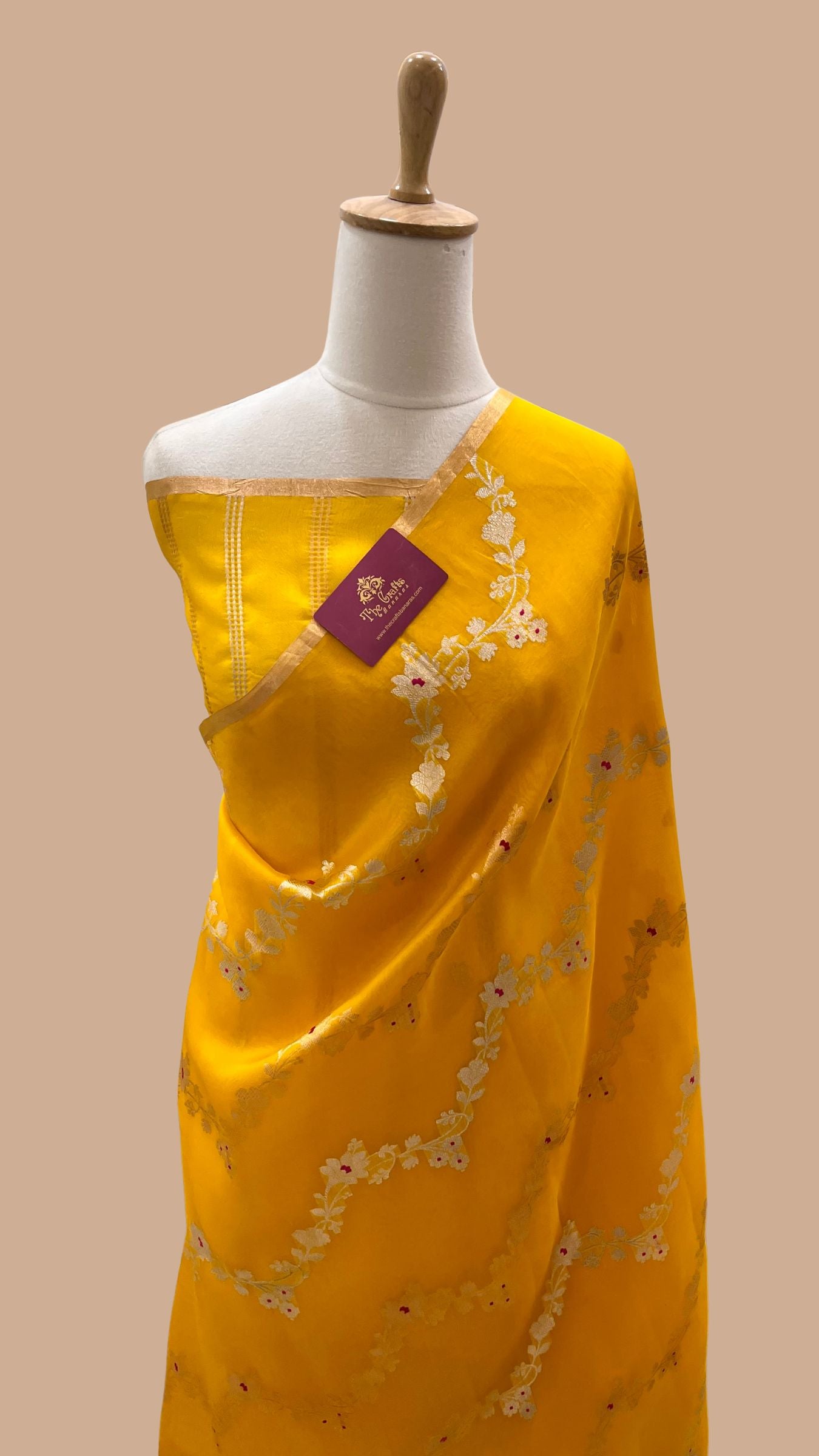 Pure Kora Silk Handloom Banarasi Saree - Kadhua Stripes