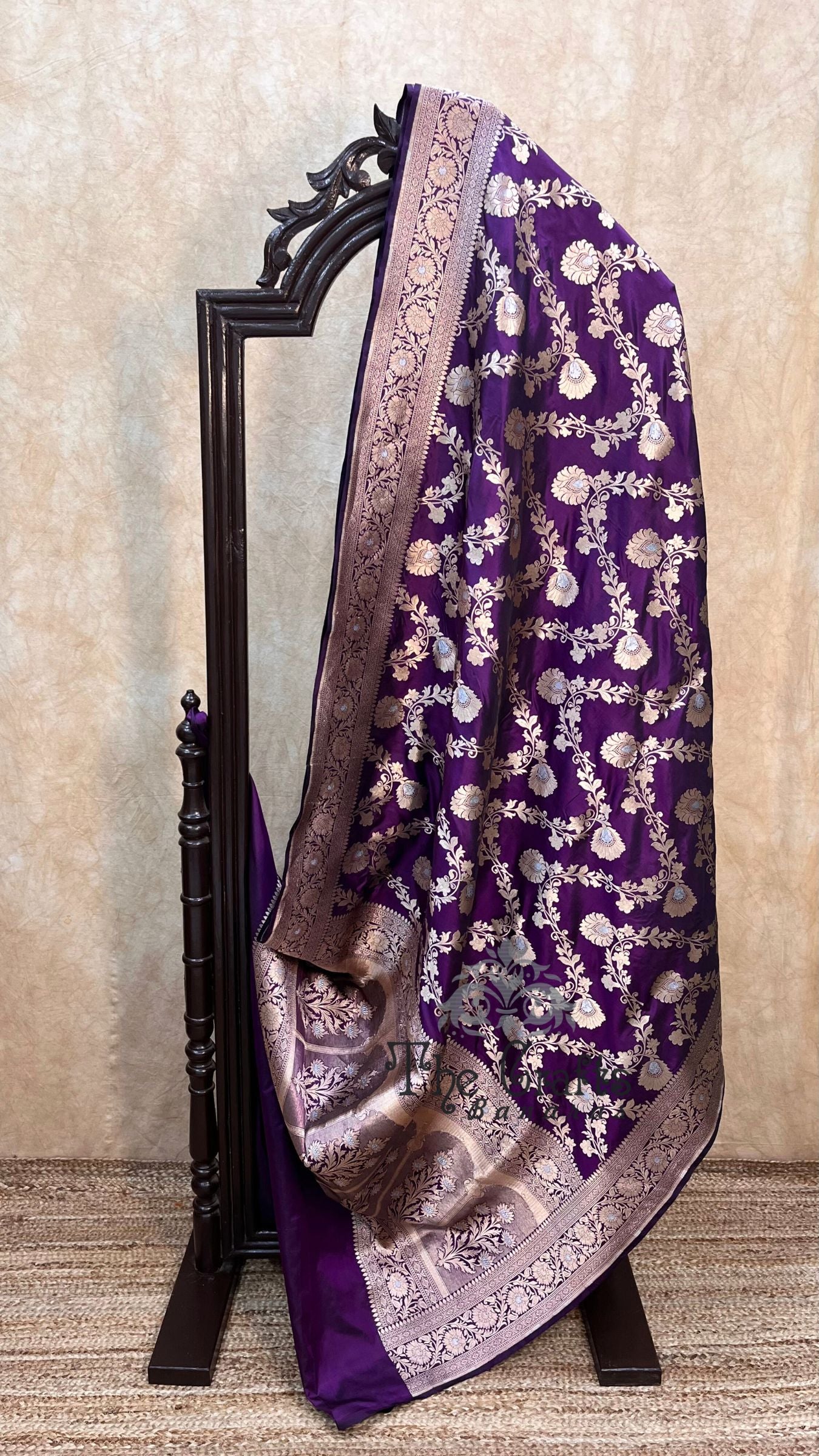 Pure Katan Silk Handloom Banarasi Saree - All over Sona Roopa Jaal work