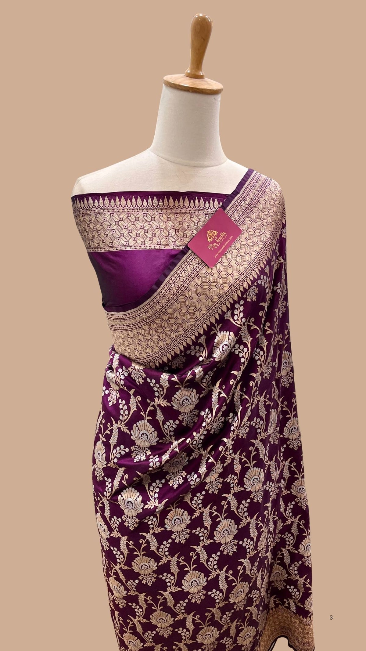 Pure Katan Silk Handloom Banarasi Saree - All Over Sona Rupa Jaal Work