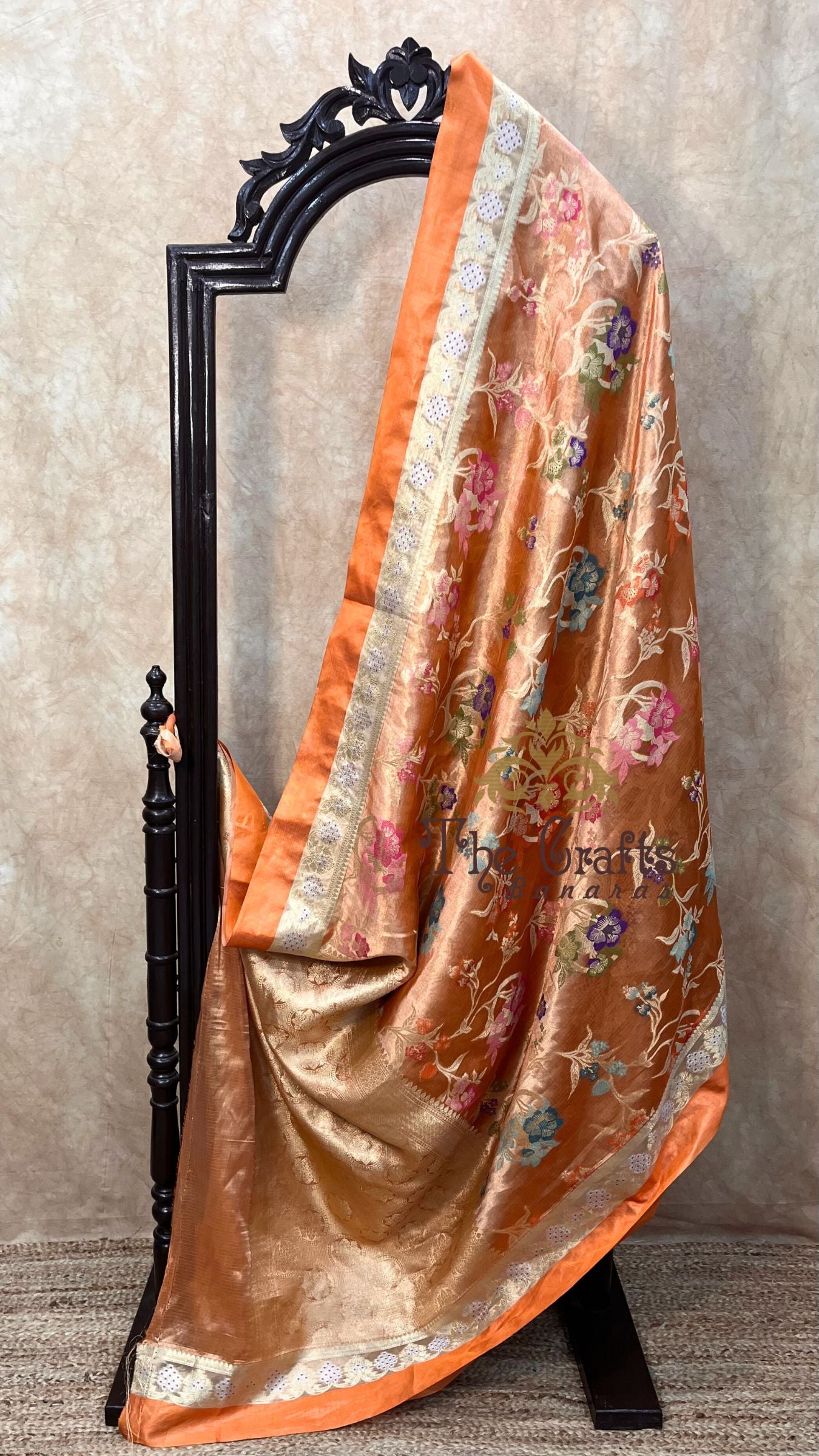 Pure Zari Kota Tissue Silk Handloom  Banarasi Saree - Meenakari