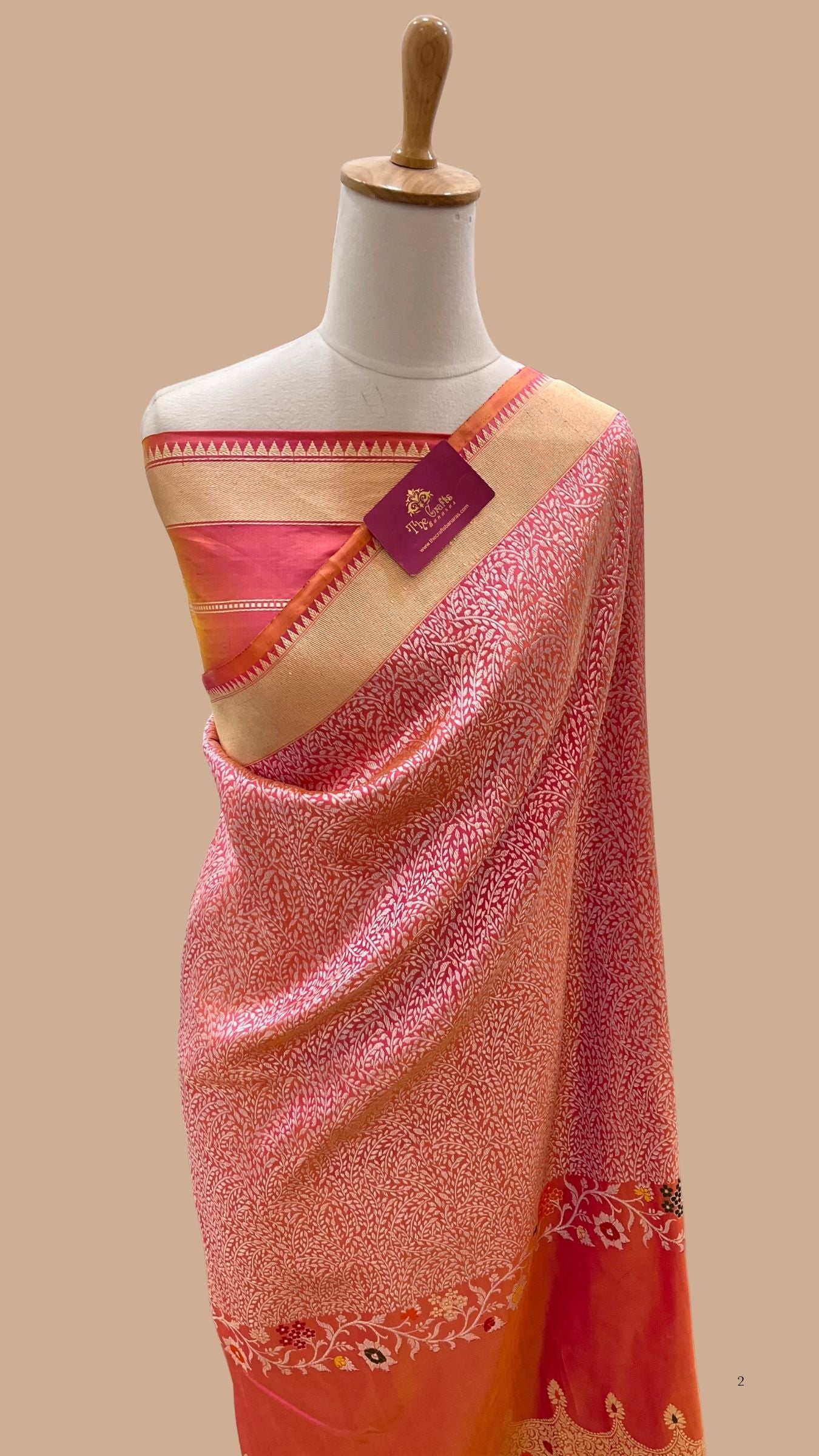 Pure Katan Silk Handloom Banarasi Saree - Kadhua Tanchui Brocade Meena