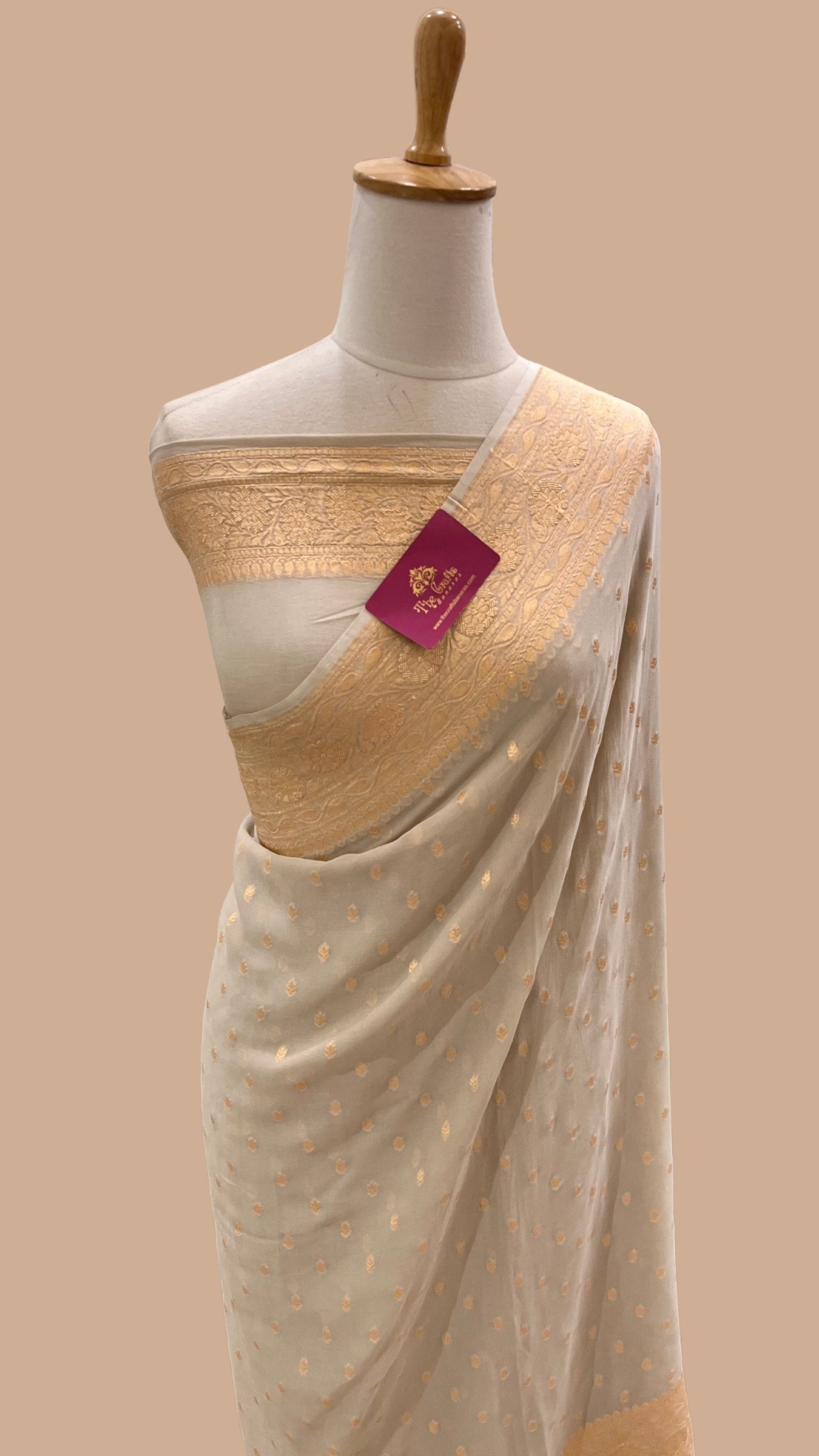 Khaddi Georgette Banarasi Saree - Gold Zari
