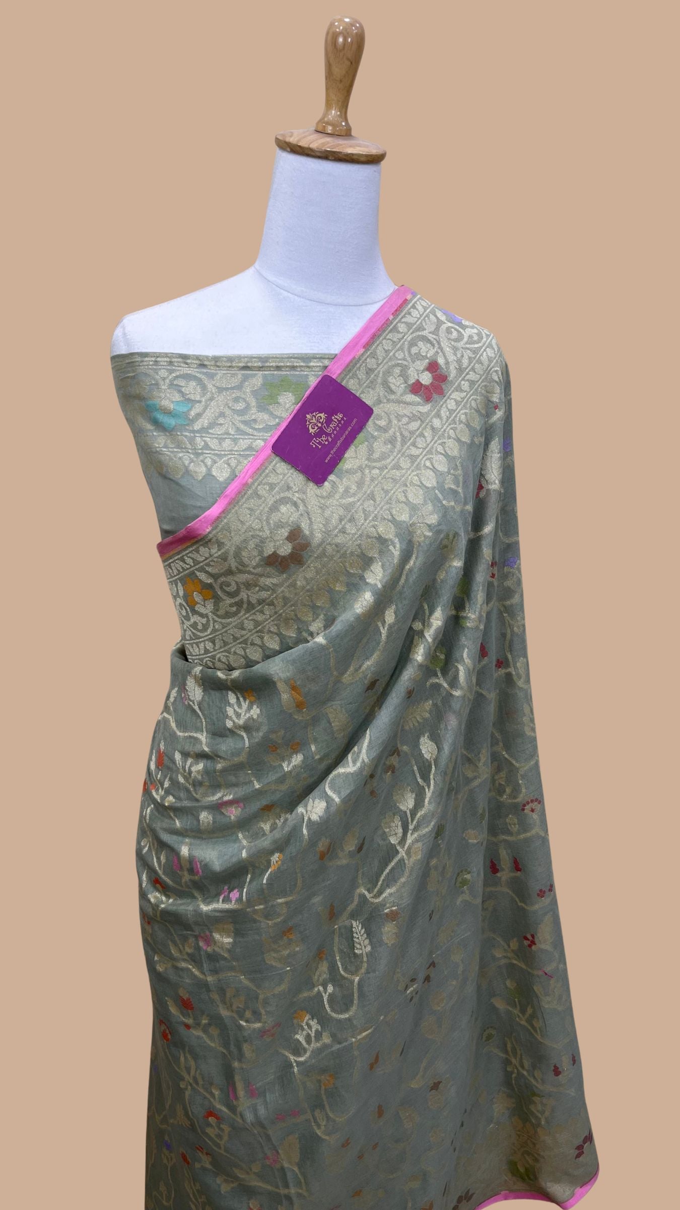 Pure Ektara Cotton Jamdani Banarasi Saree - Tilfi