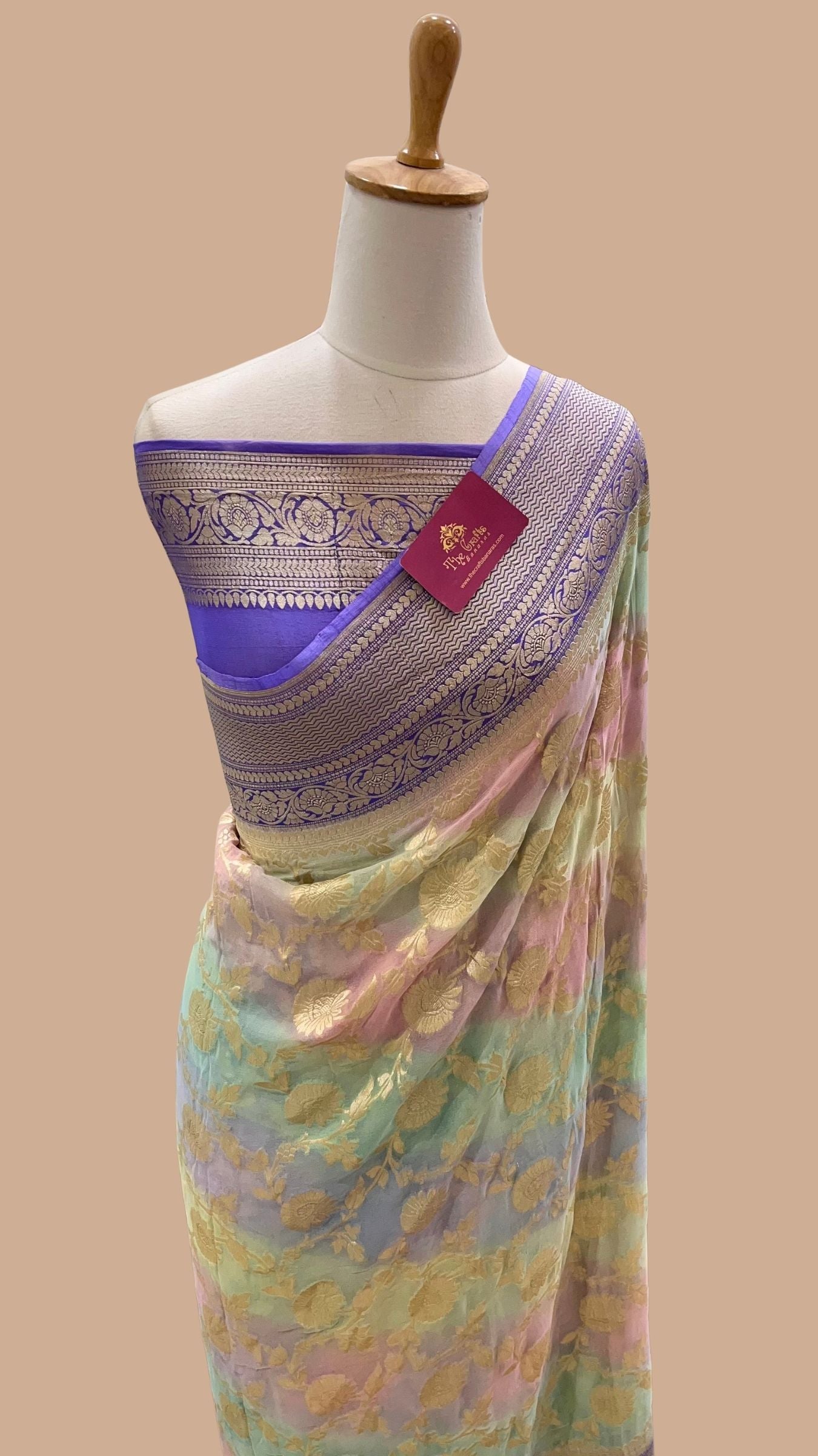 Khaddi Georgette Handloom Banarasi Saree