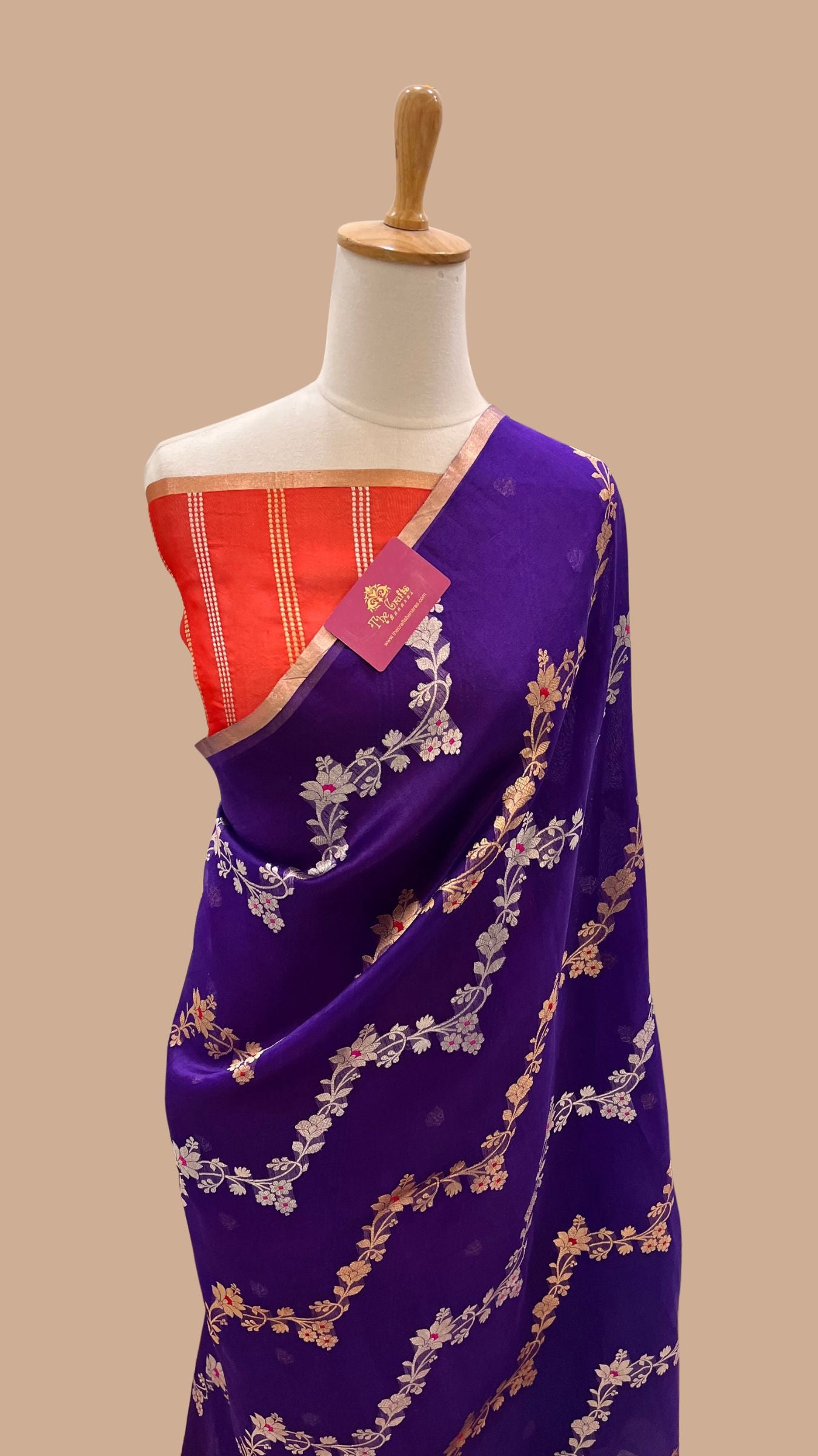 Pure Kora Silk Handloom Banarasi Saree - Kadhua Stripes
