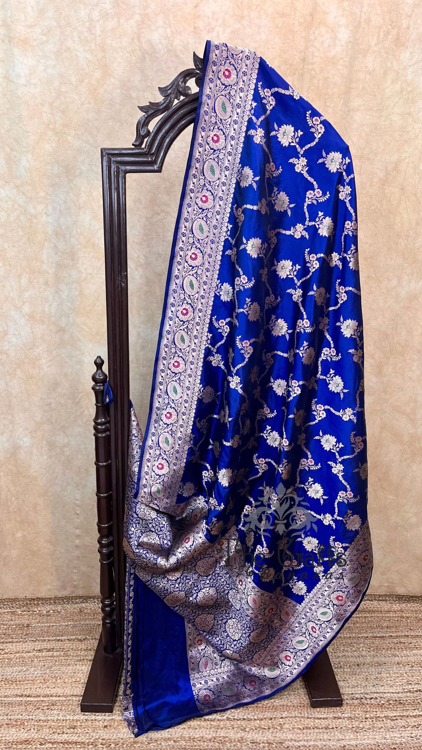 Pure Katan Silk Handloom Banarasi Saree - Jaal With Meenakari