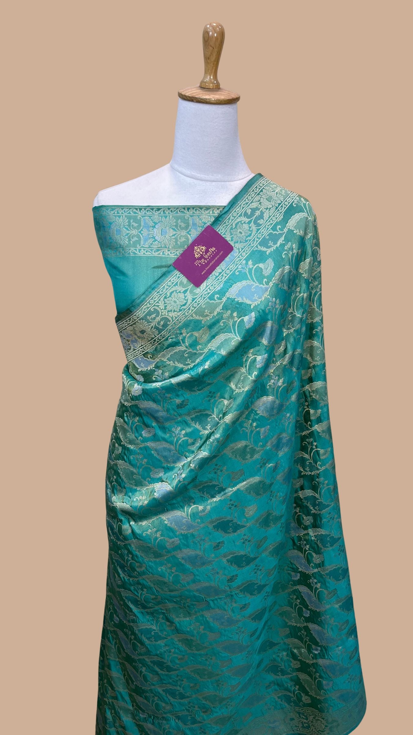 Pure Katan Silk Handloom Banarasi Saree - All over Sona Roopa Jaal work