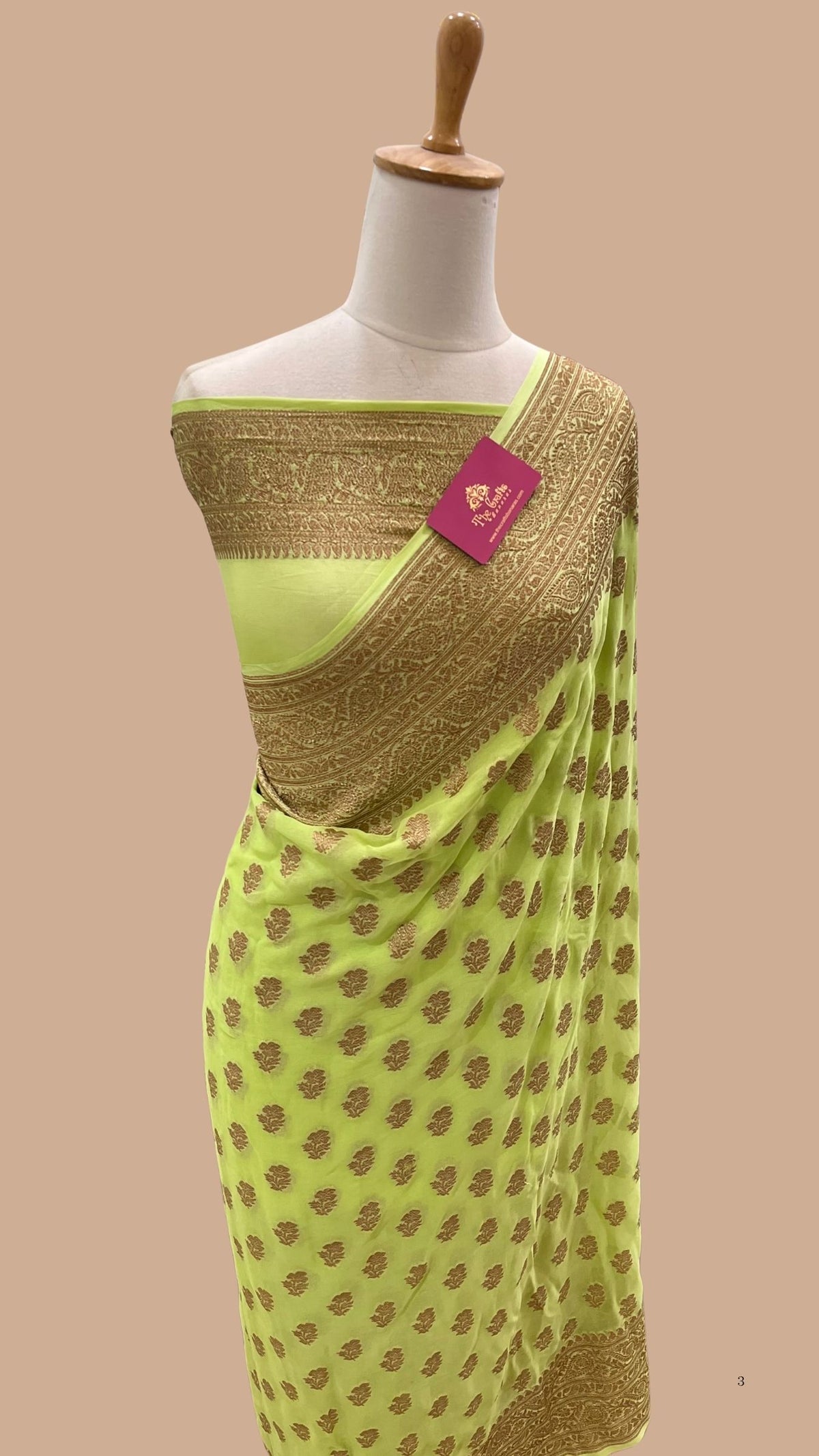 Khaddi Georgette Banarasi Saree - Antique Zari