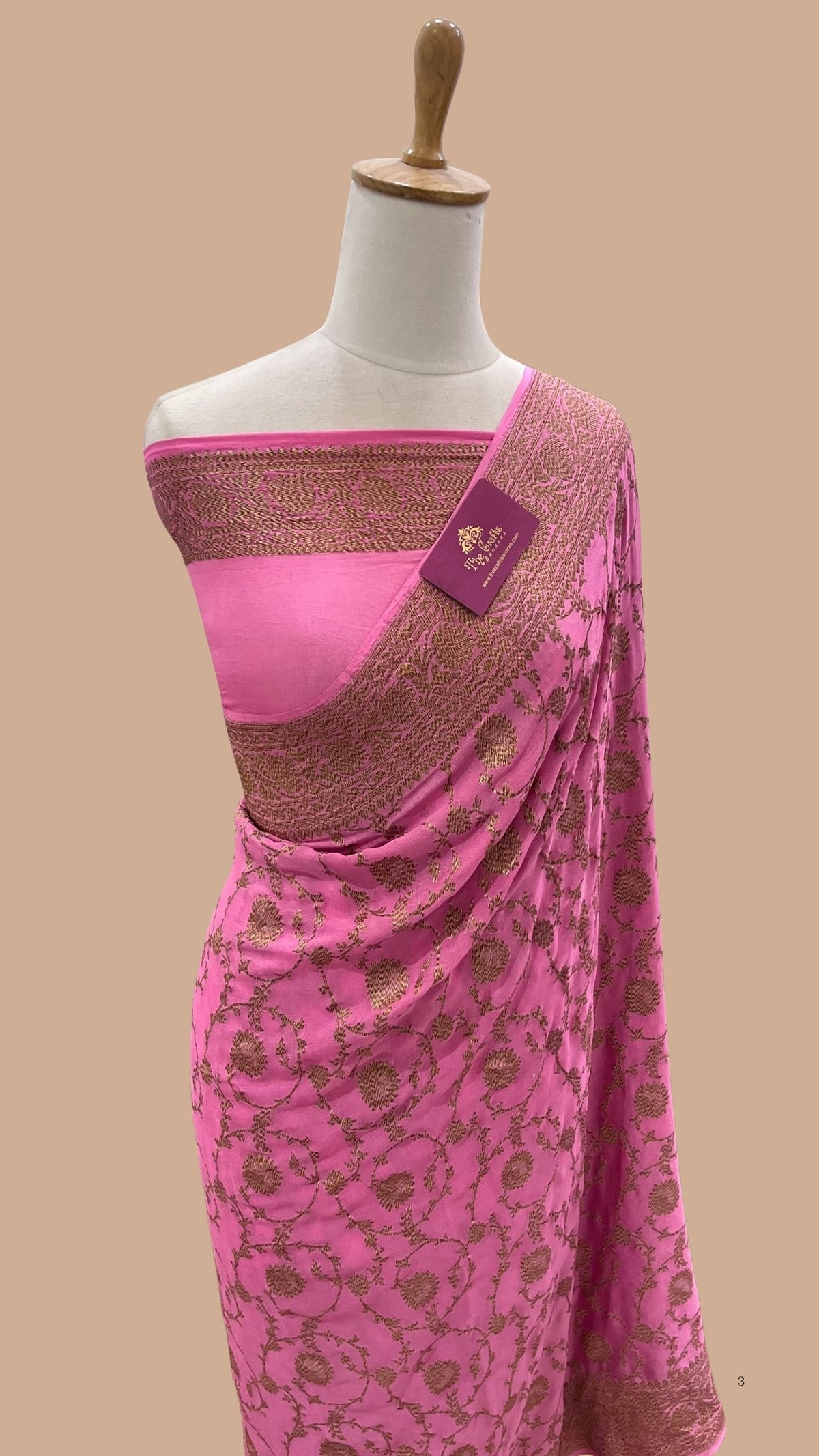Khaddi Georgette Banarasi Saree - Antique Zari