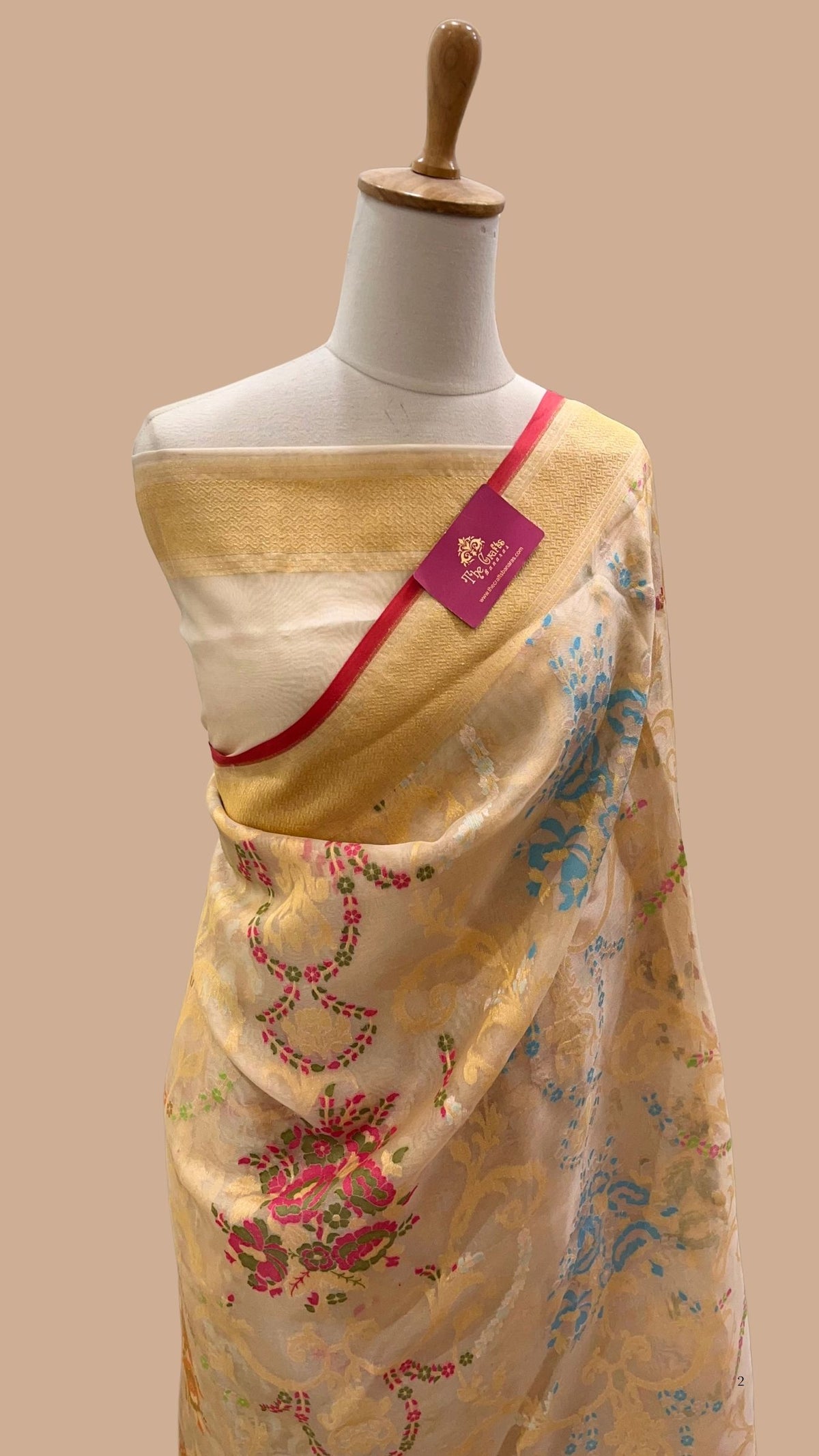 Pure Ektara Kora Silk Jamdani Banarasi Saree - Tilfi