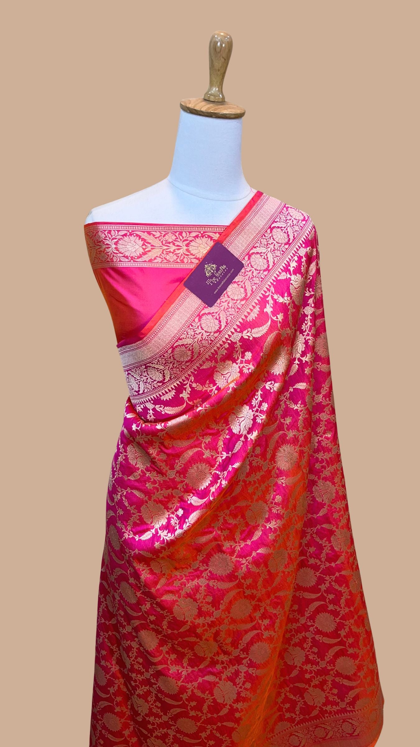 Pure Katan Silk Handloom Banarasi Saree - Jaal work