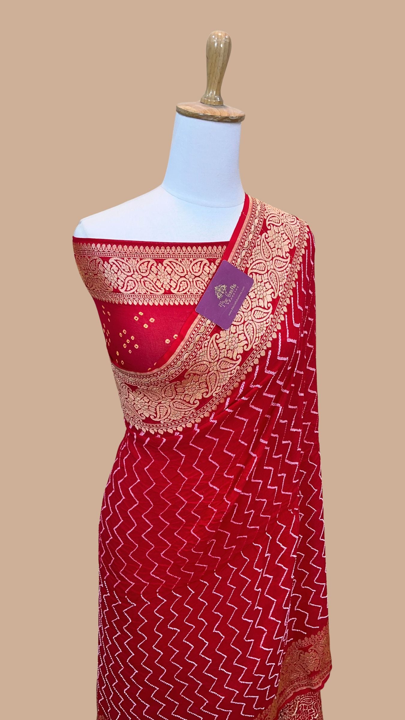 Pure Georgette Banarasi Handloom Bandhej Saree