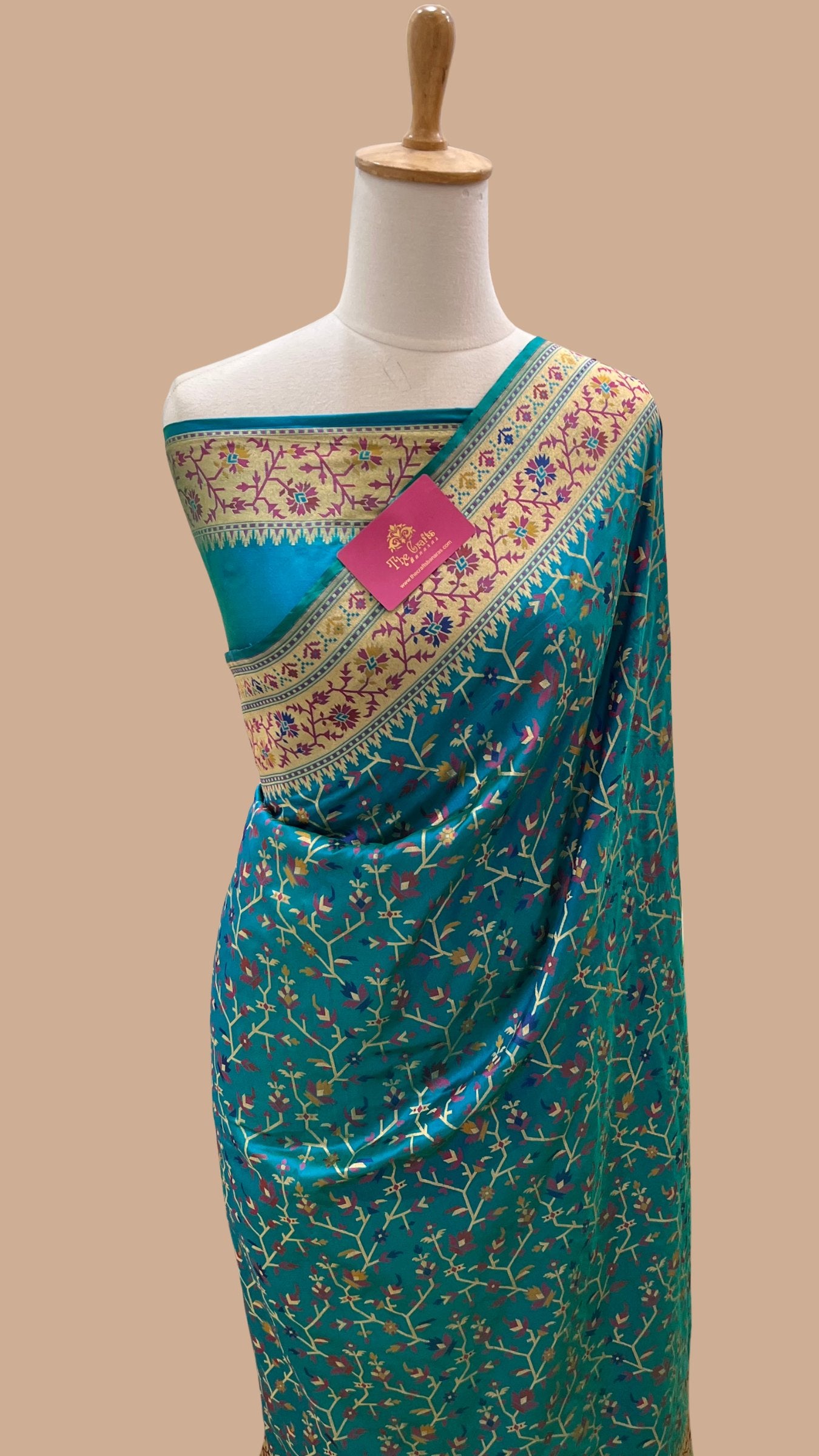 Pure Katan Silk Handloom Banarasi Saree - Patola Meenakari Jaal Work