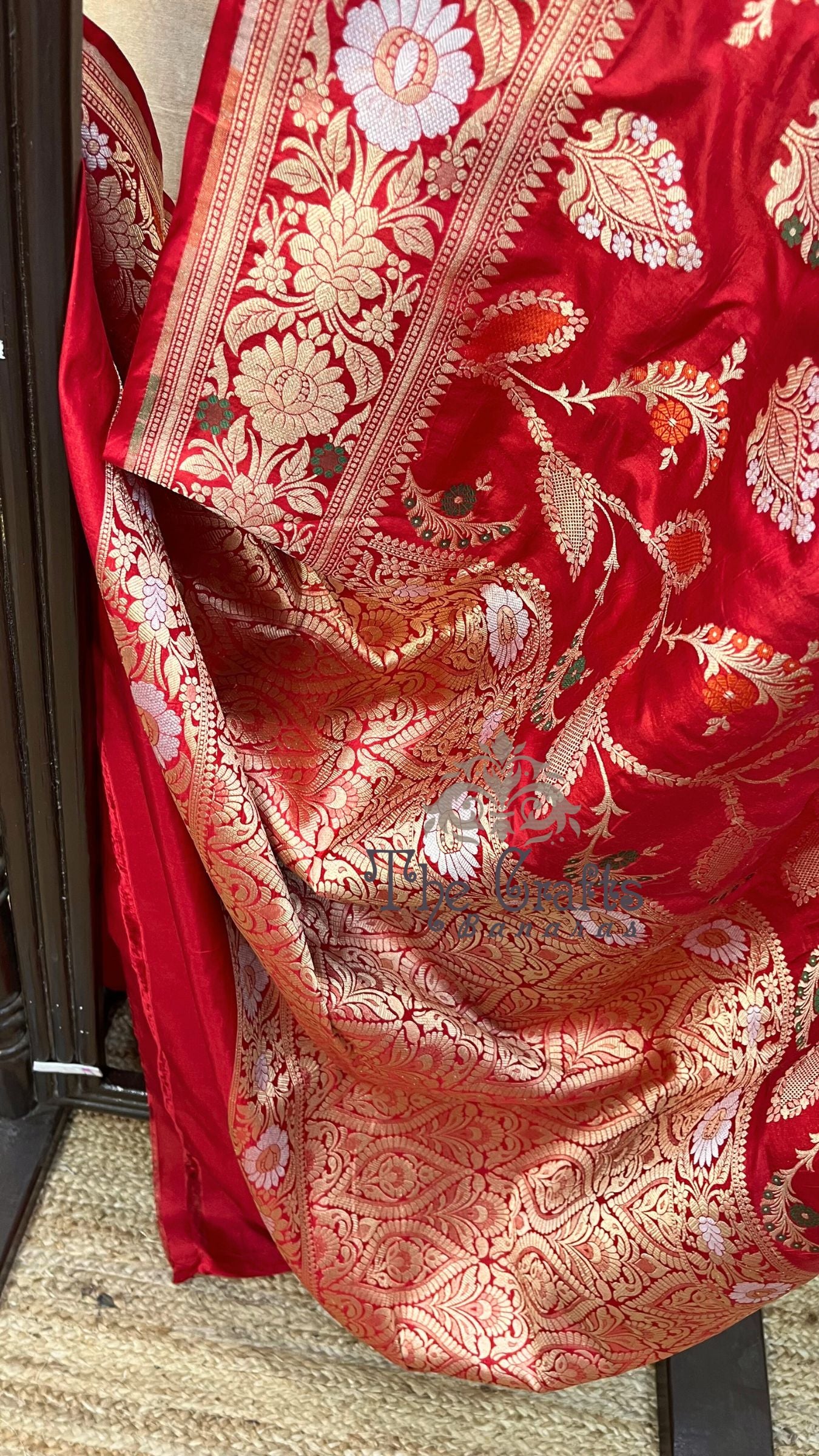 Pure Katan Silk Handloom Banarasi Saree - All over meenakari Jaal work