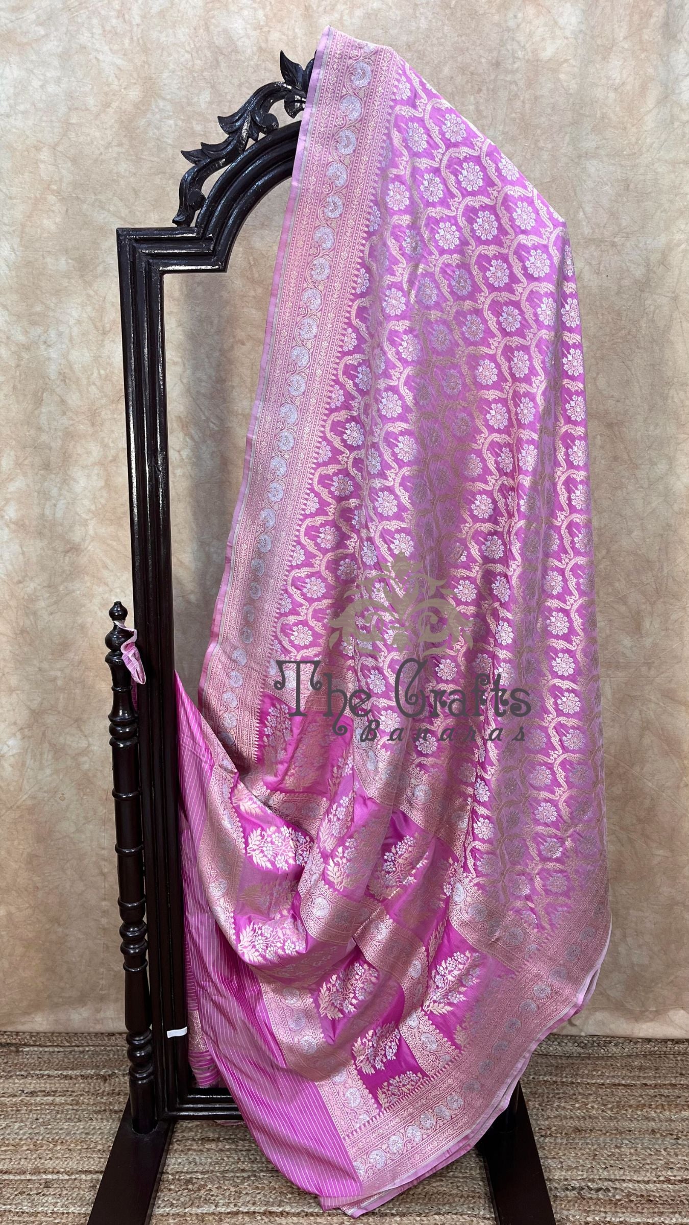 Pure Katan Silk Handloom Banarasi Saree - All over Sona Roopa Jaal work