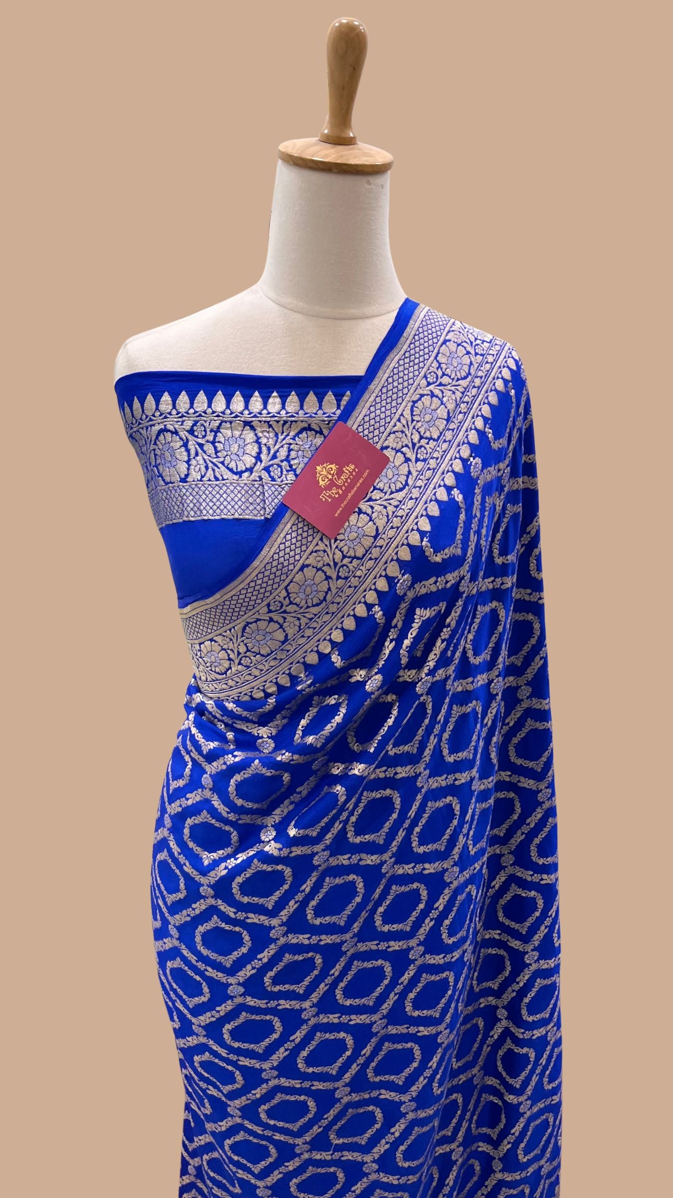 Khaddi Georgette Handloom Banarasi Saree - Jaal Work