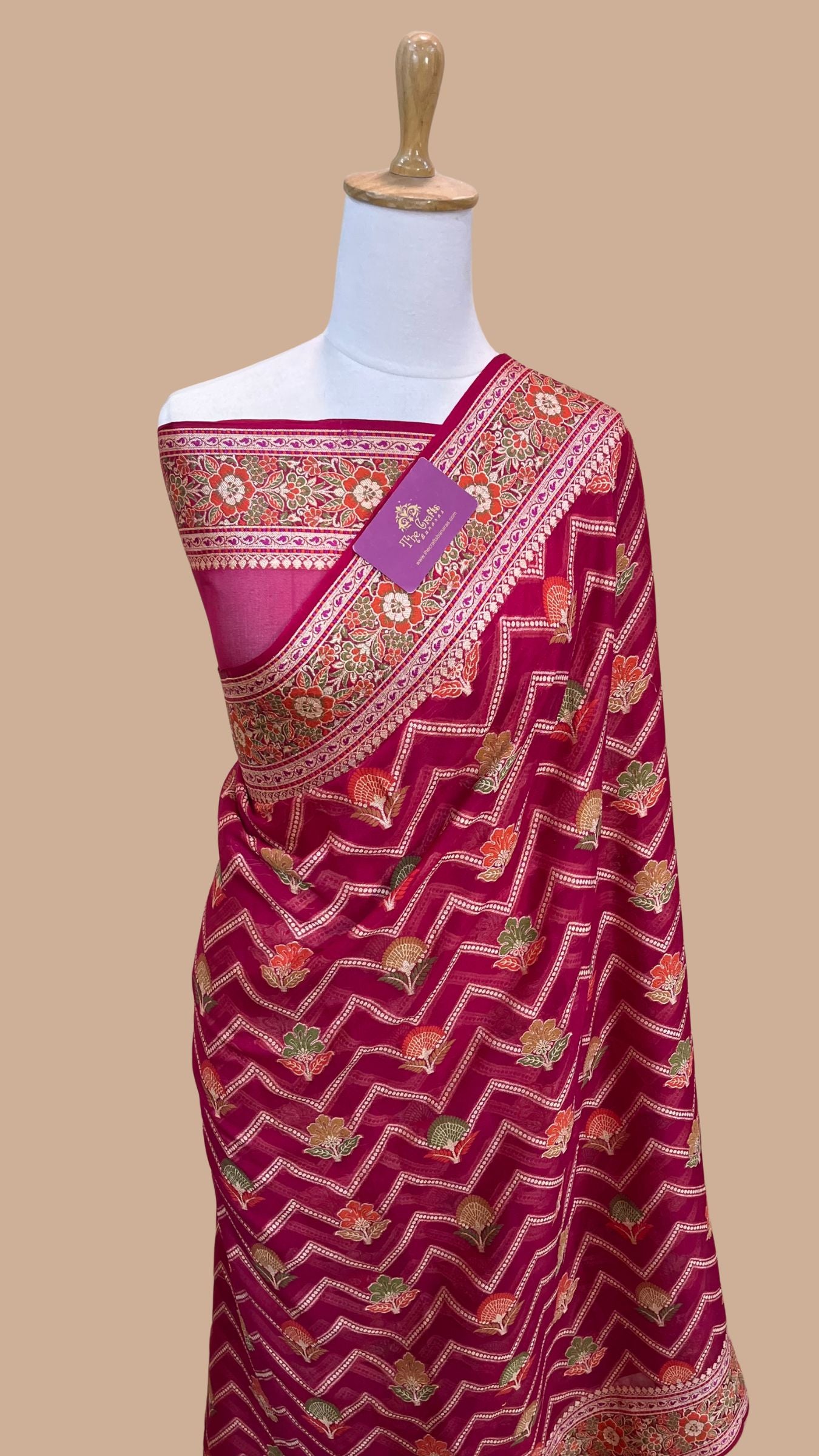 Pure Khaddi Chiffon Banarasi Saree