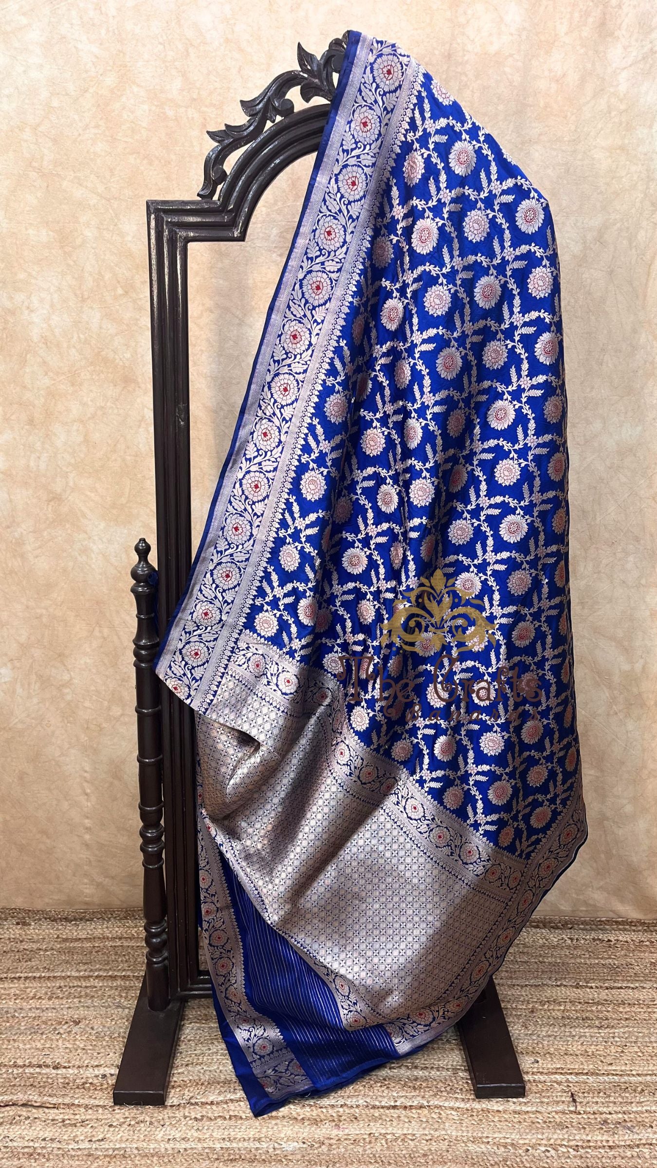 Pure Katan Silk Handloom Banarasi Saree - Jaal Work With Meenakari