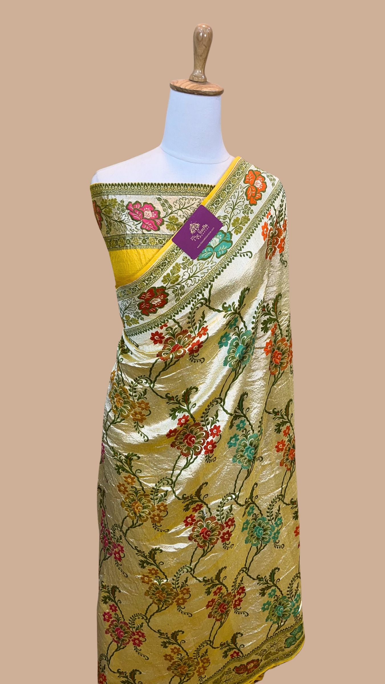 Pure Tussar Georgette Handloom Banarasi Saree - Brocade