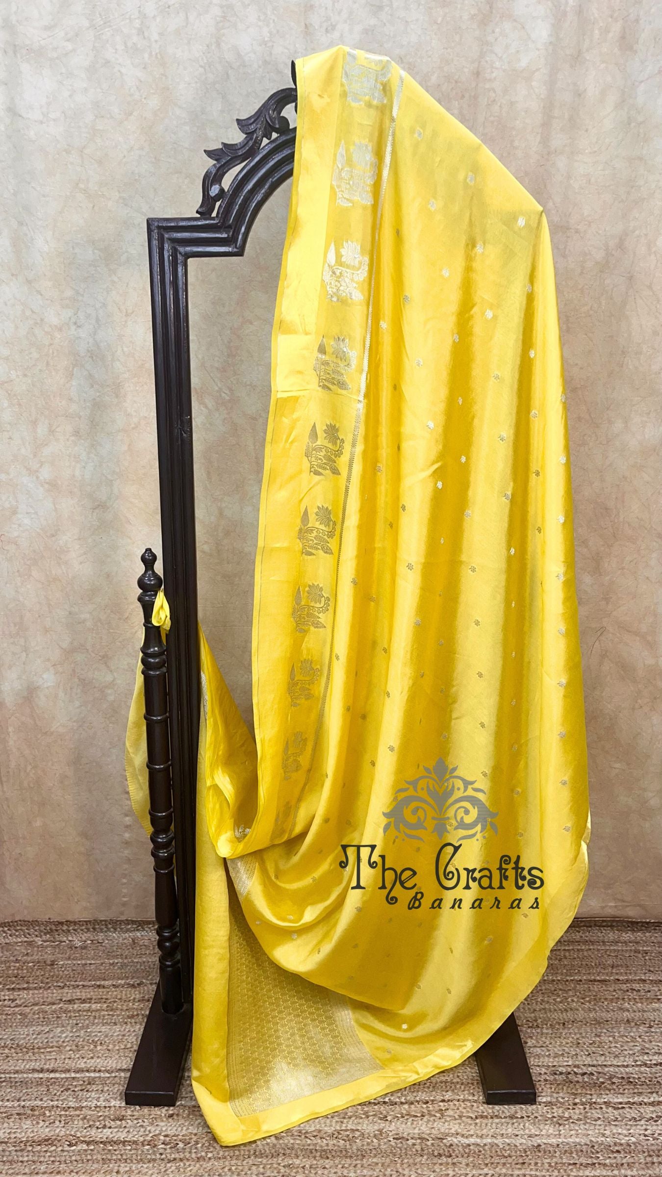 Yellow Pure ChiniyaSilk Banarasi Saree