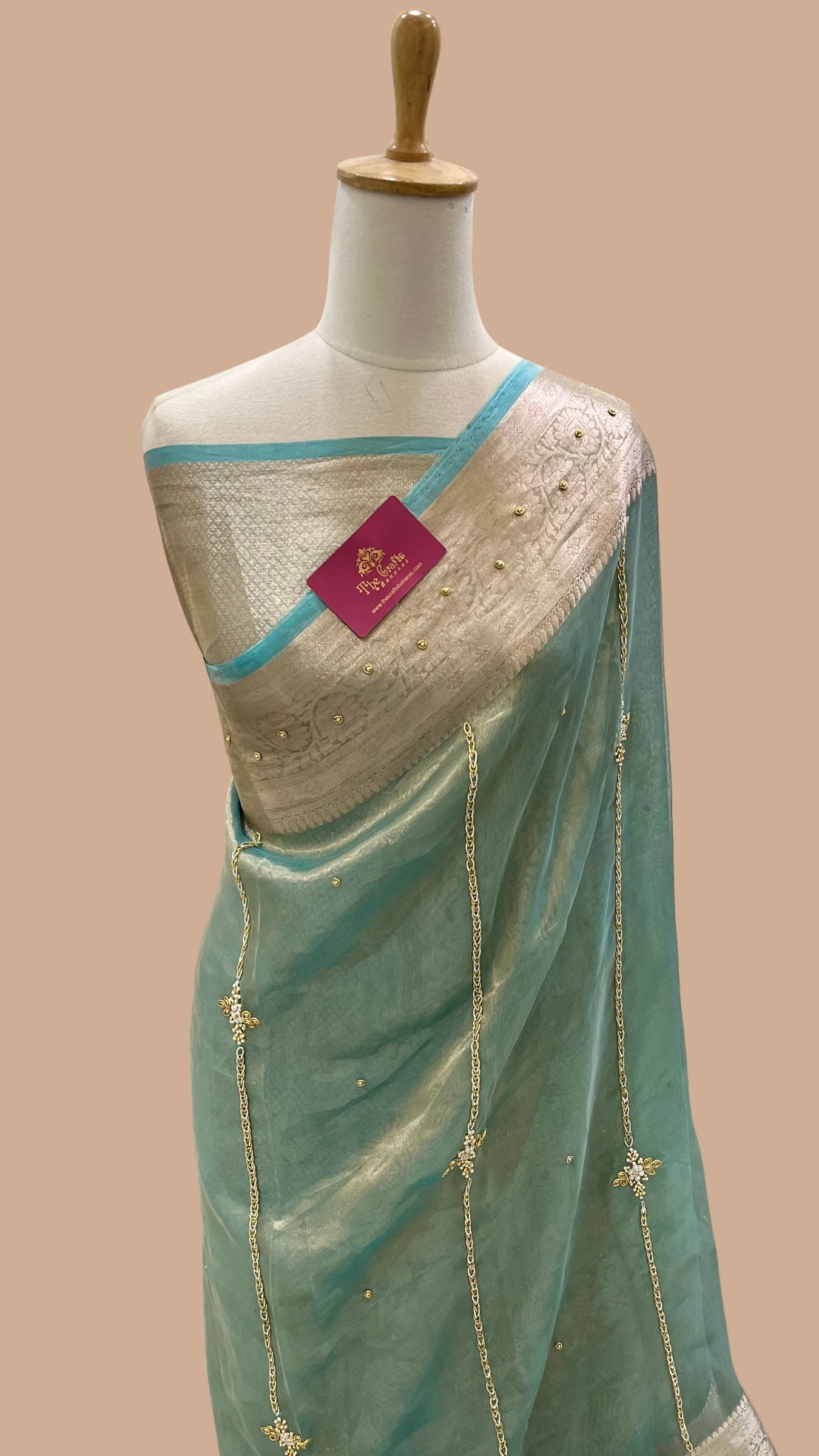 Pure Tissue Silk Banarasi Saree with Sirki & Zardozi Handwork