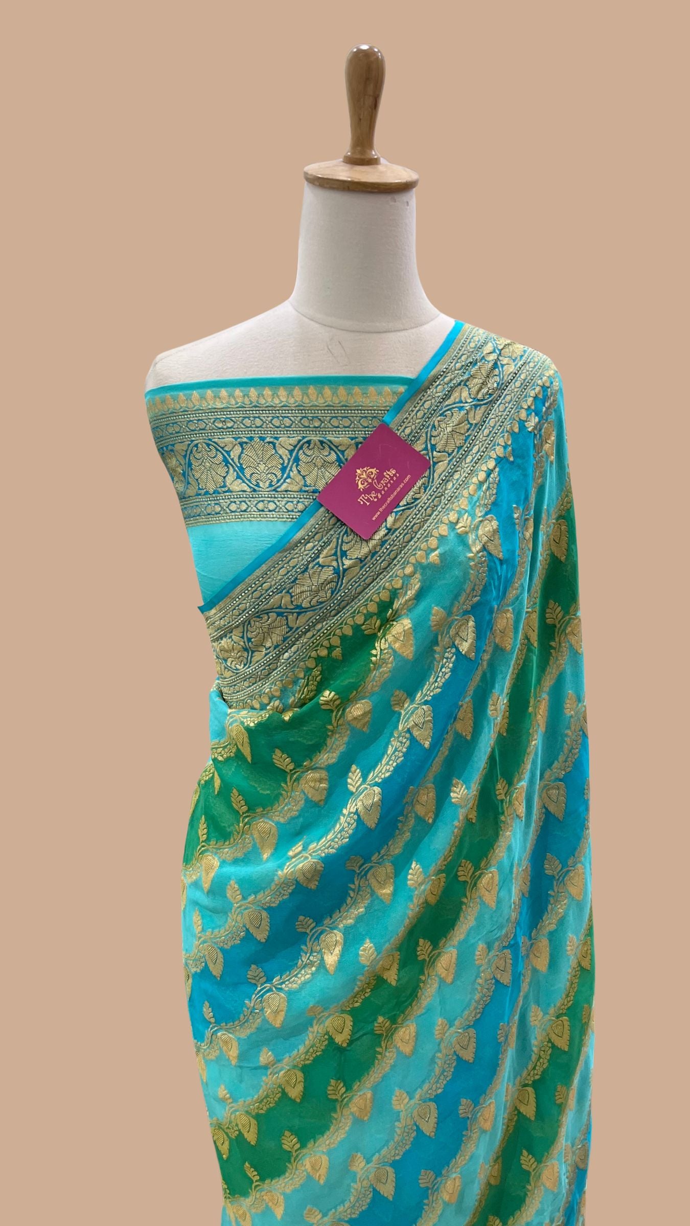 Khaddi Georgette Handloom Banarasi Saree
