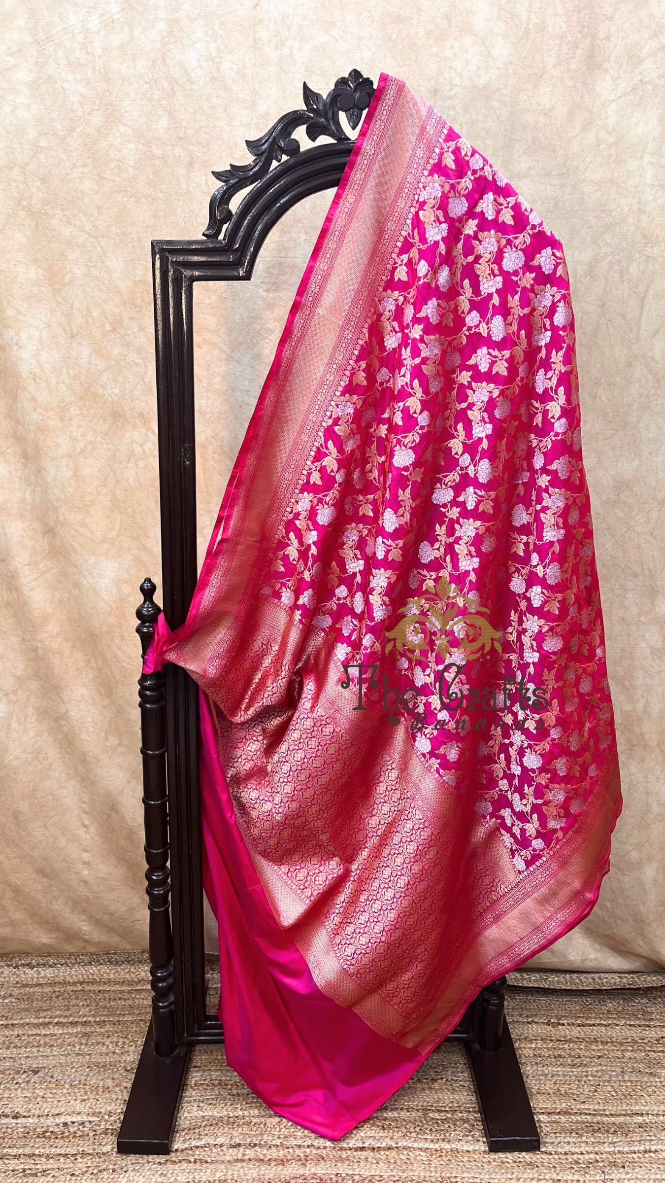 Pure Katan Silk Handloom Banarasi Saree - All over Sona Roopa Jaal work