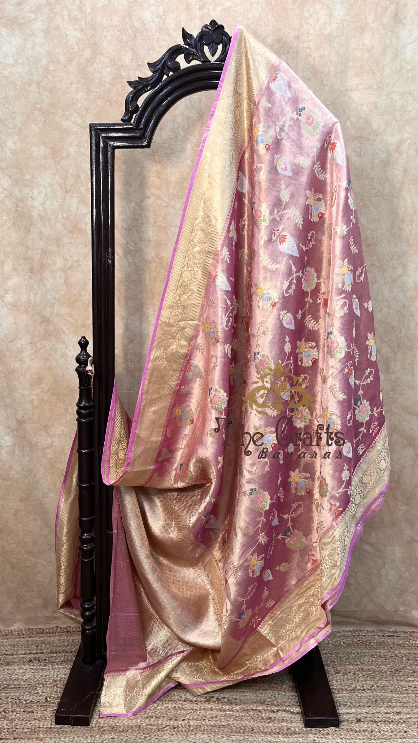 Pure Zari Kota Tissue Silk Handloom  Banarasi Saree - Meenakari