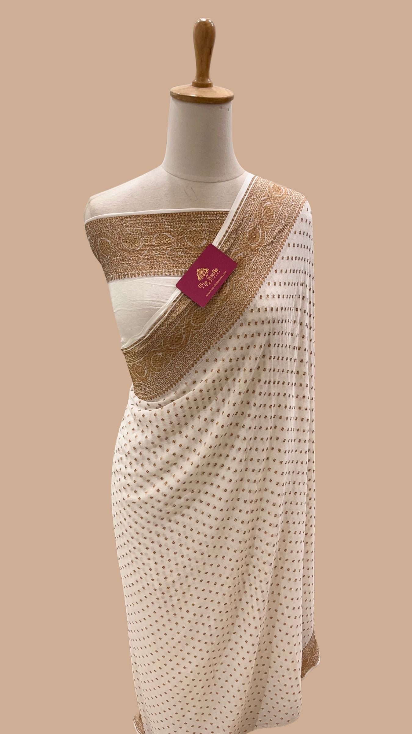 Pure Crepe Georgette Banarasi Saree - Antique Zari