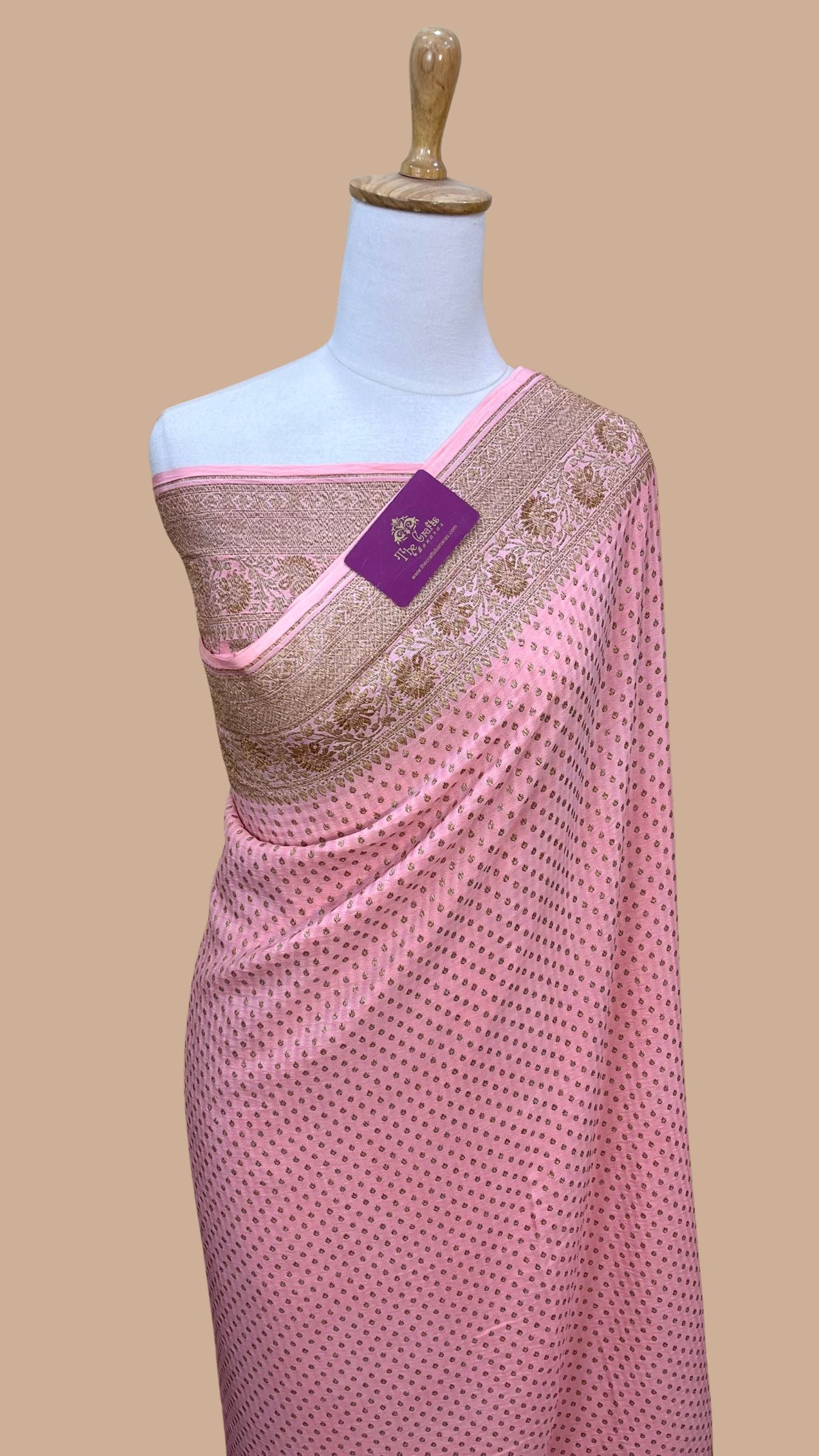 Pure Crepe Georgette Banarasi Saree - Antique Zari