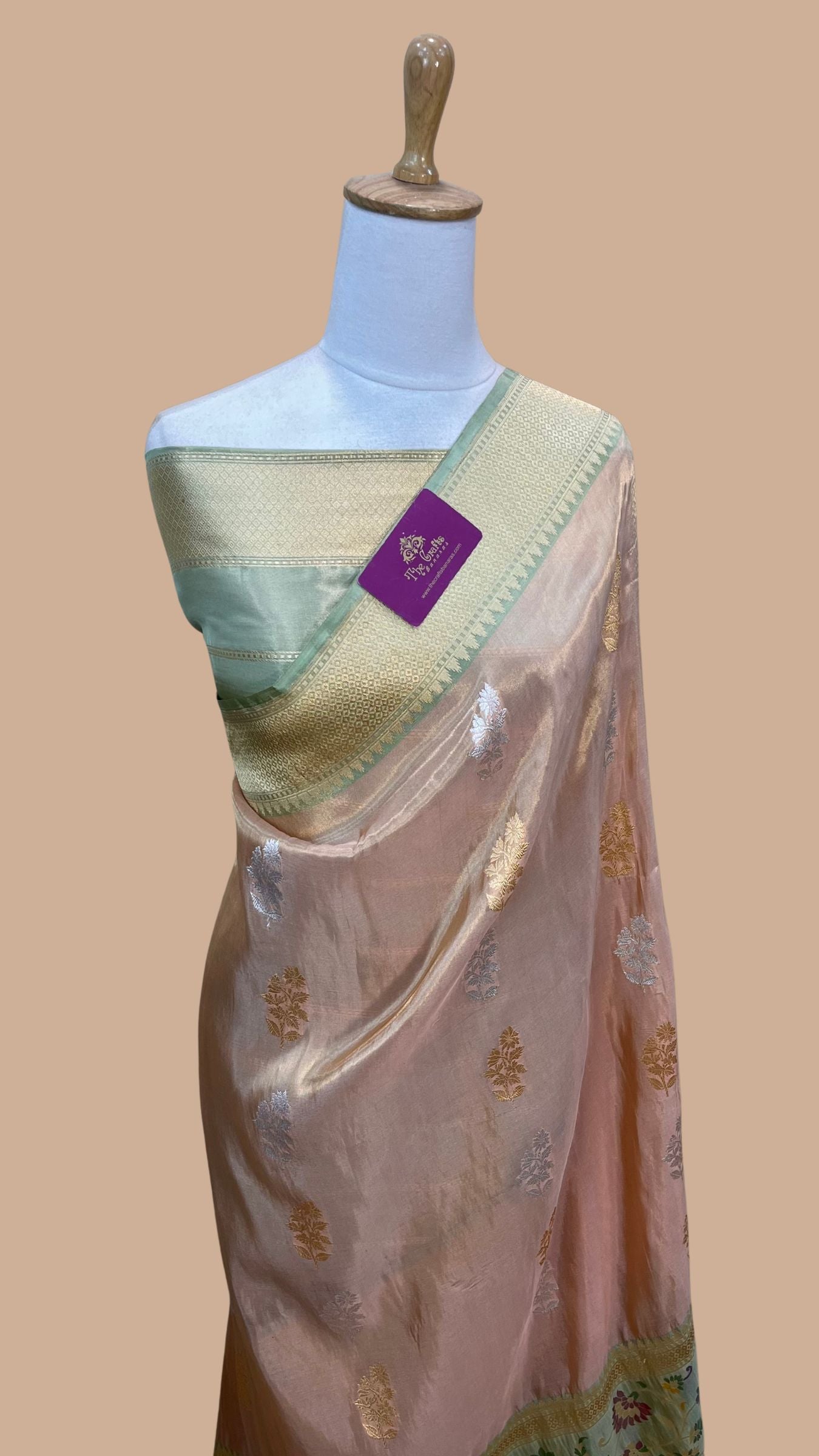 Pure Tissue Silk Handloom Banarasi Saree - with kadhua sona rupa motifs