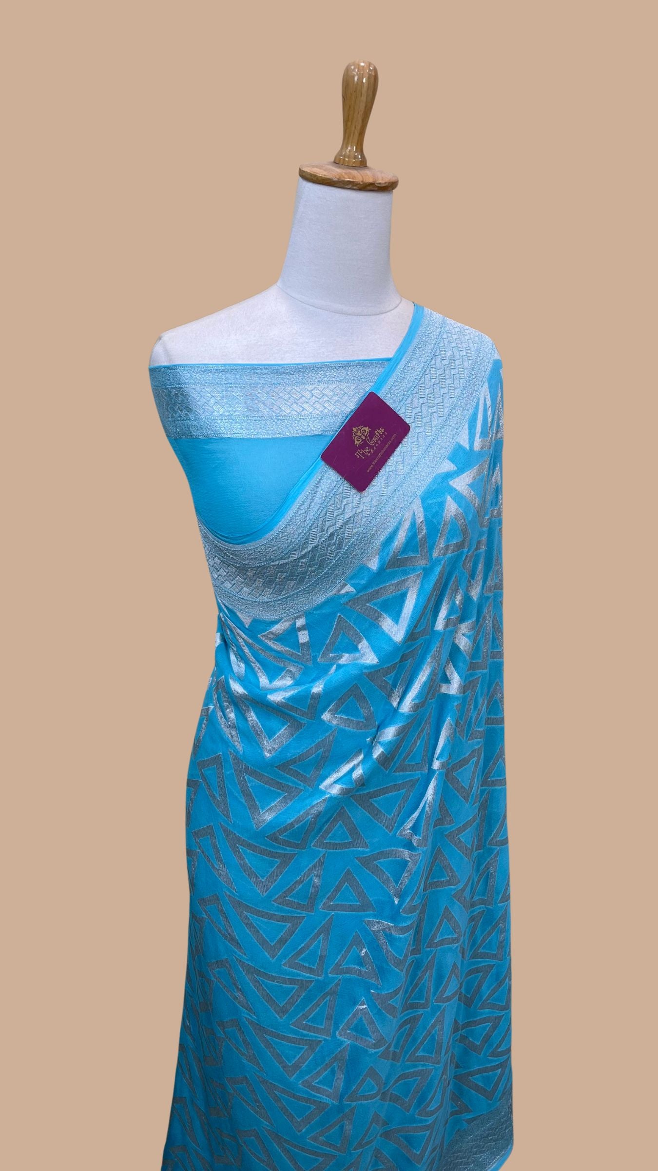 Pure Georgette Banarasi Saree - Silver Zari