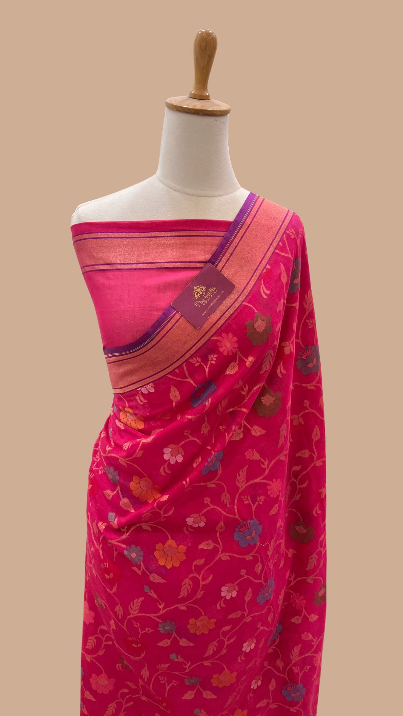 Pure Ektara Cotton Jamdani Banarasi Saree - Tilfi