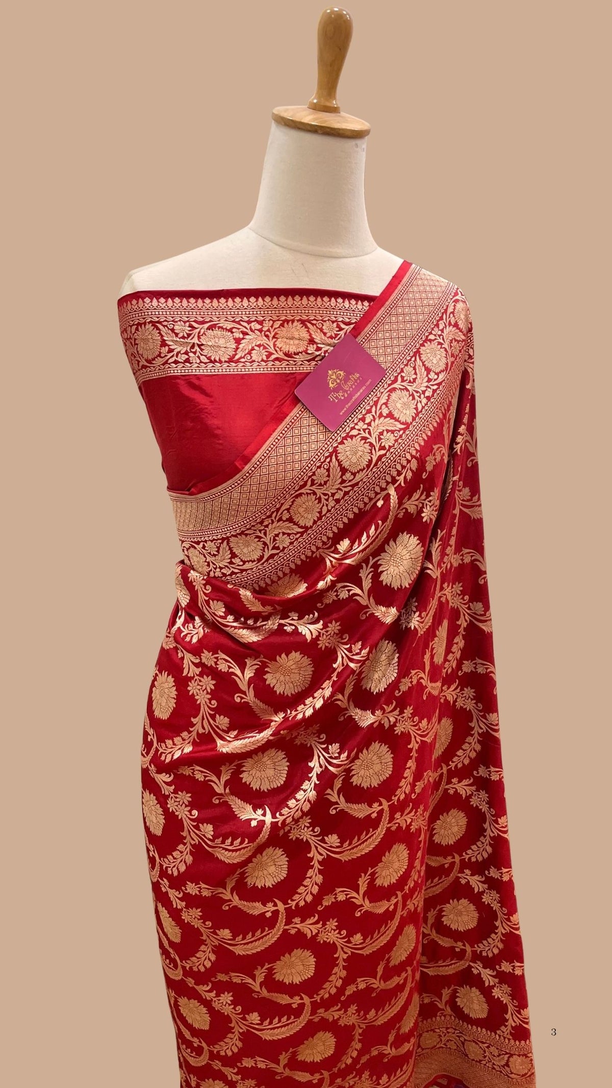 Pure Katan Silk Handloom Banarasi Saree - Jaal work
