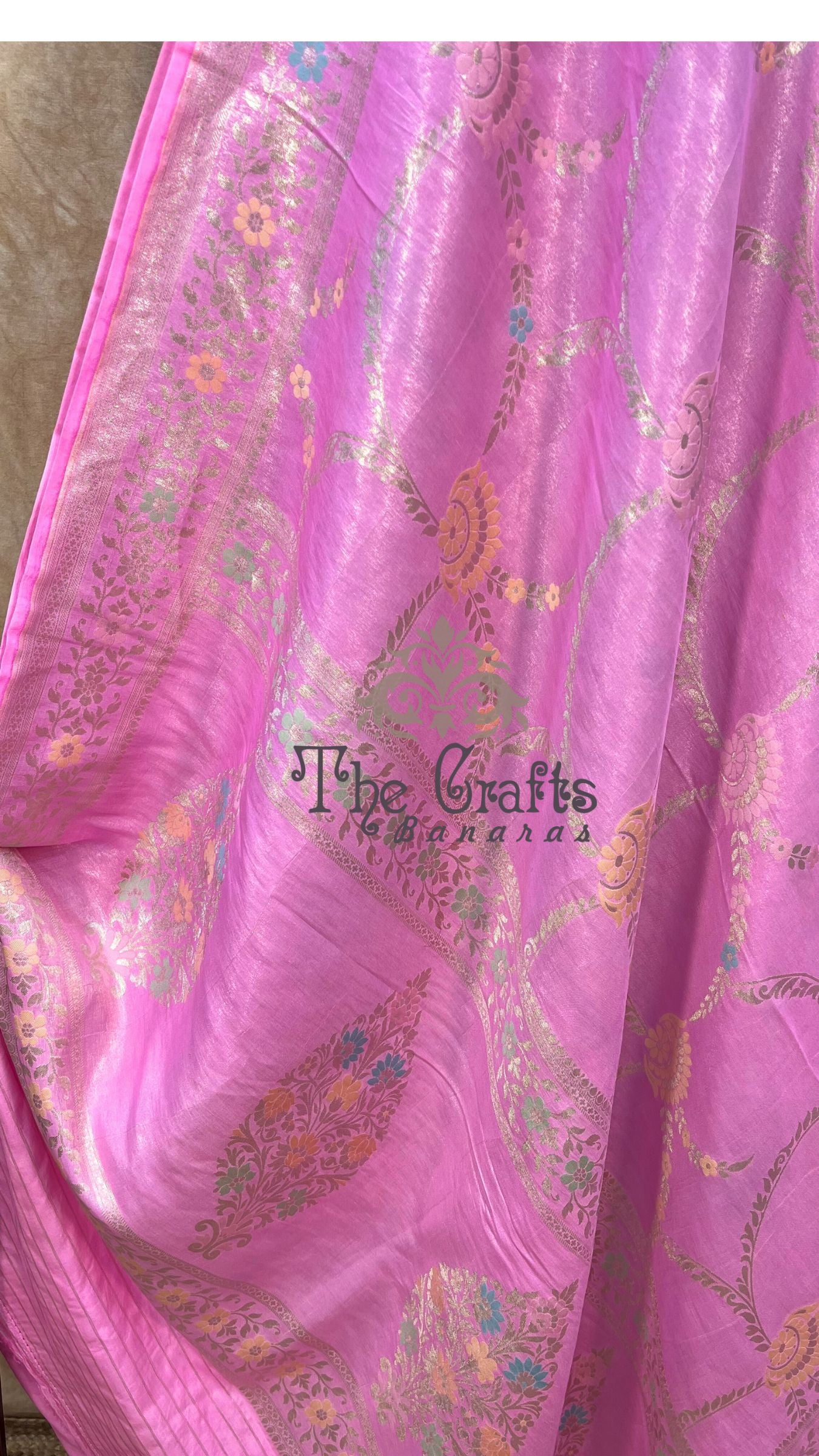 Tissue Georgette Handloom Banarasi Saree - Meenakari all over